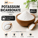 mGanna Potassium Powder 227g displayed with gardening tools