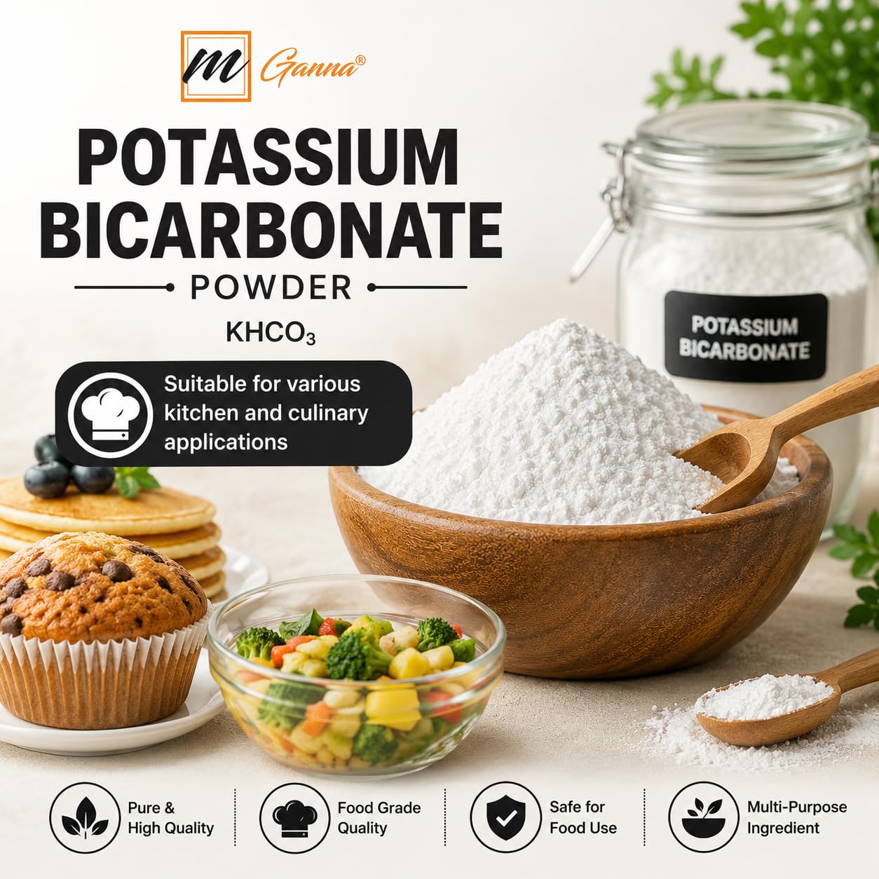 mGanna Potassium Powder 227g in a mixing bowl with water