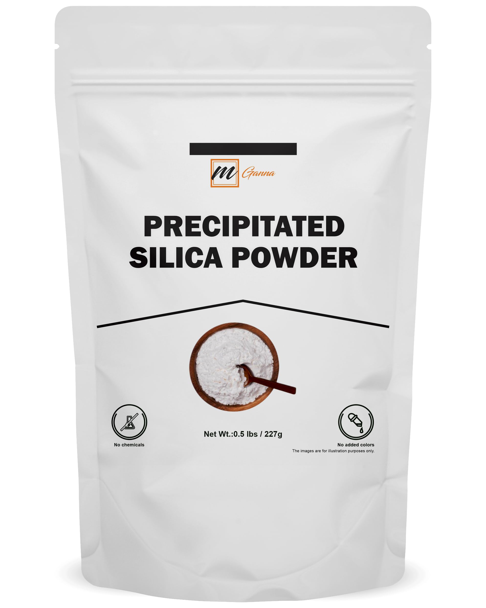 mGanna Pure White Precipitated Silica Fine Powder 227g front view