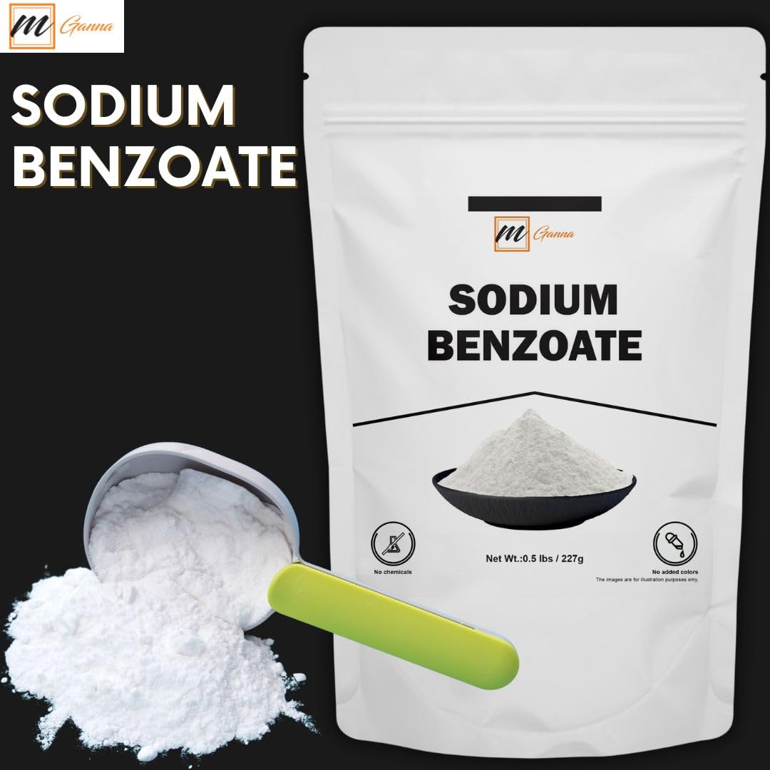 mGanna Sodium Benzoate Powder 227g side view showing packaging details