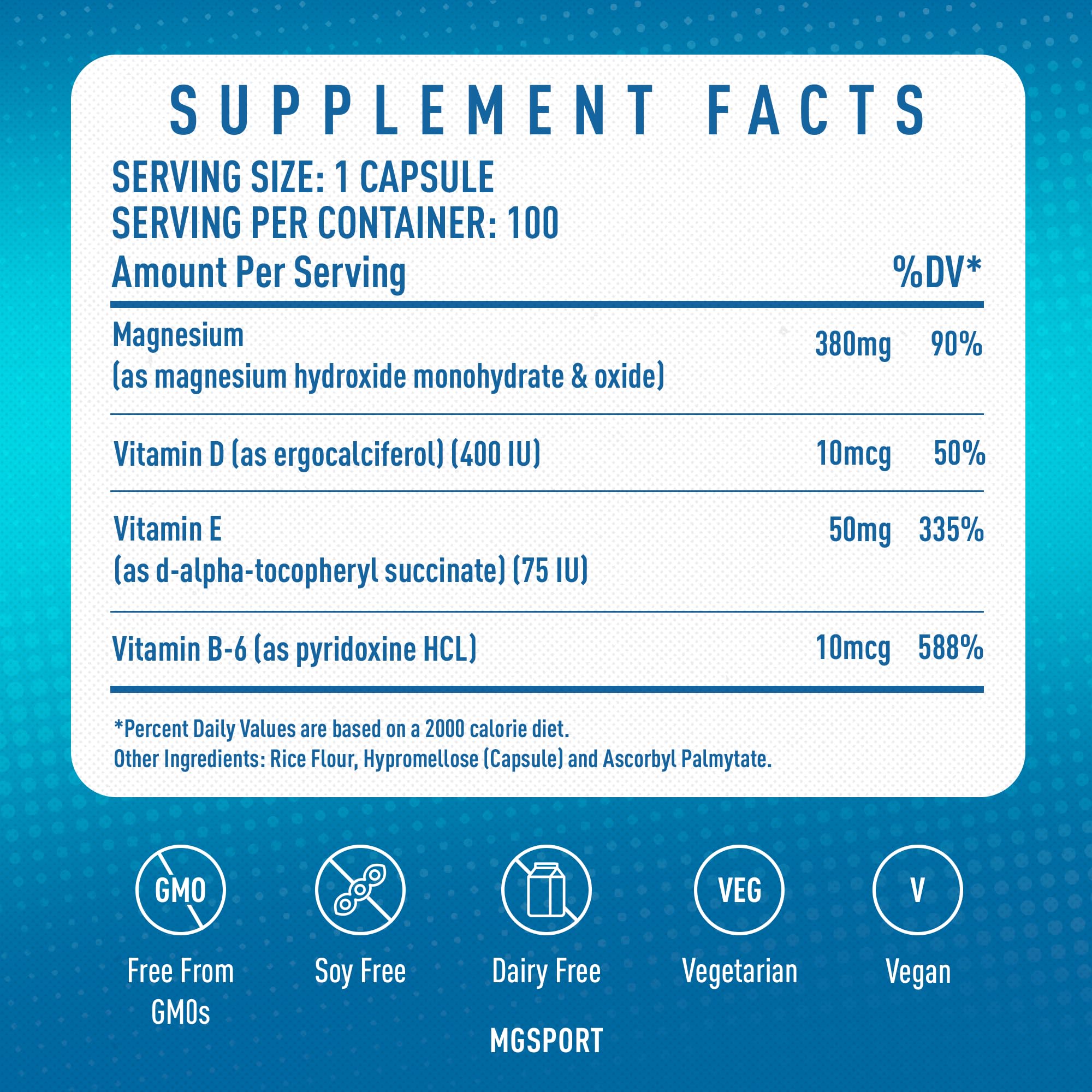 MgSport Magnesium Supplement 380mg capsule with vitamins