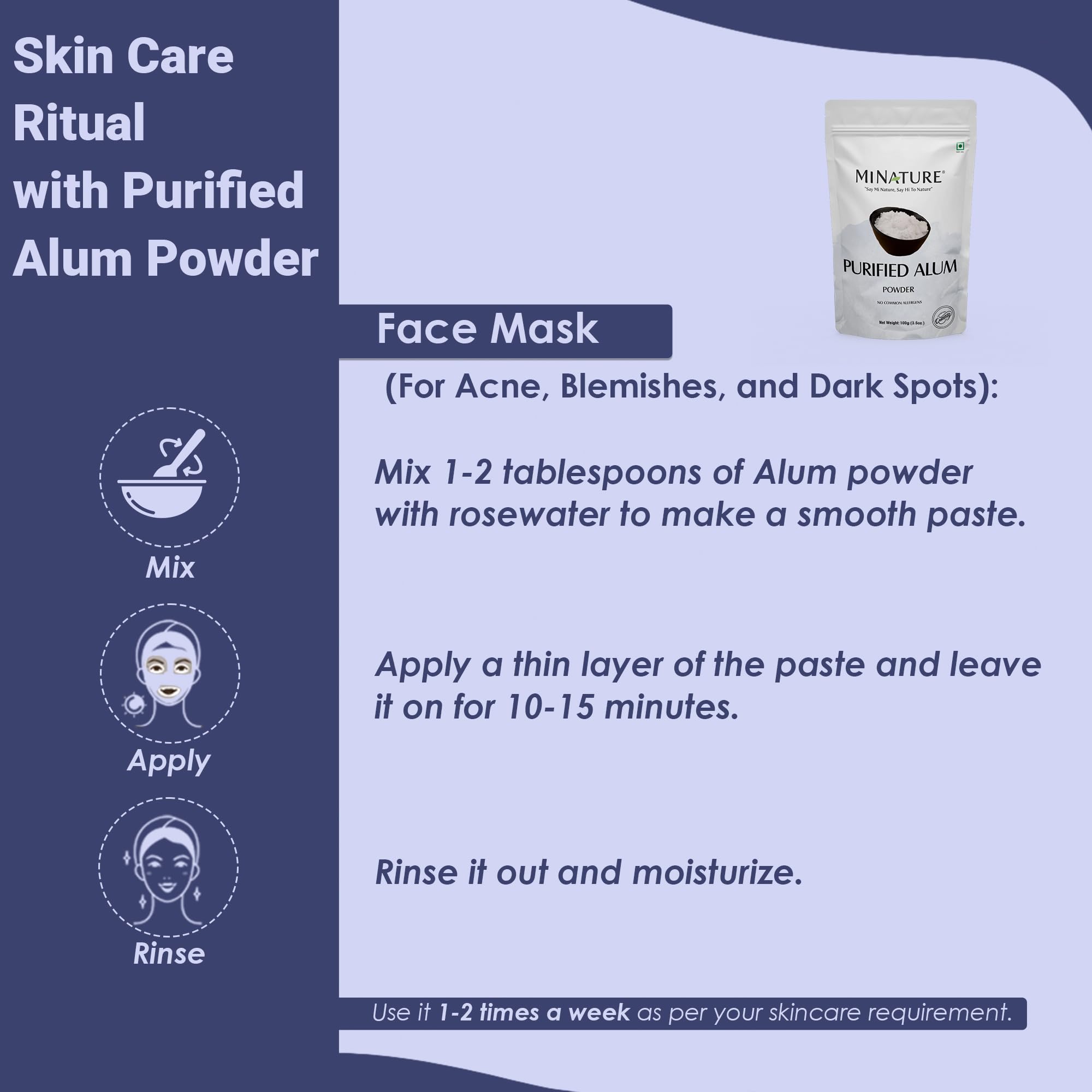 Mi Nature Alum Powder 100g on a wooden table