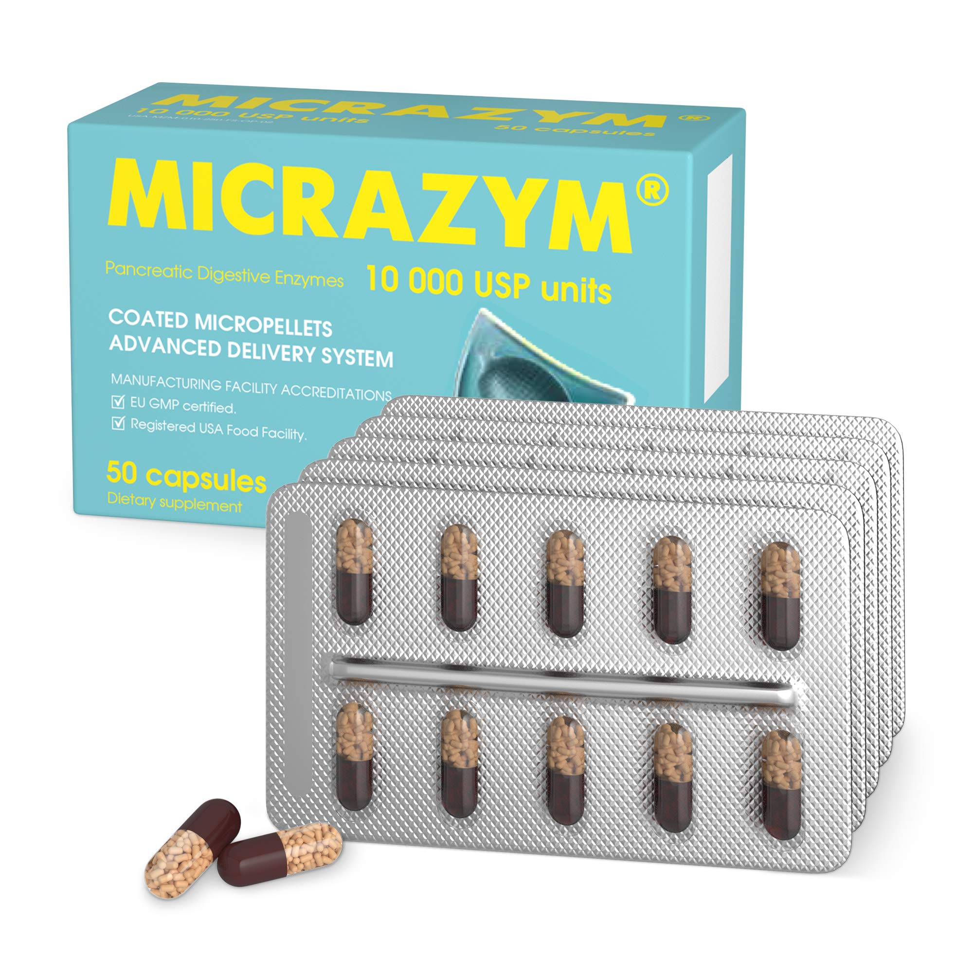 Micrazym Multi-Enzymes Supplement 10,000 USP Units side view