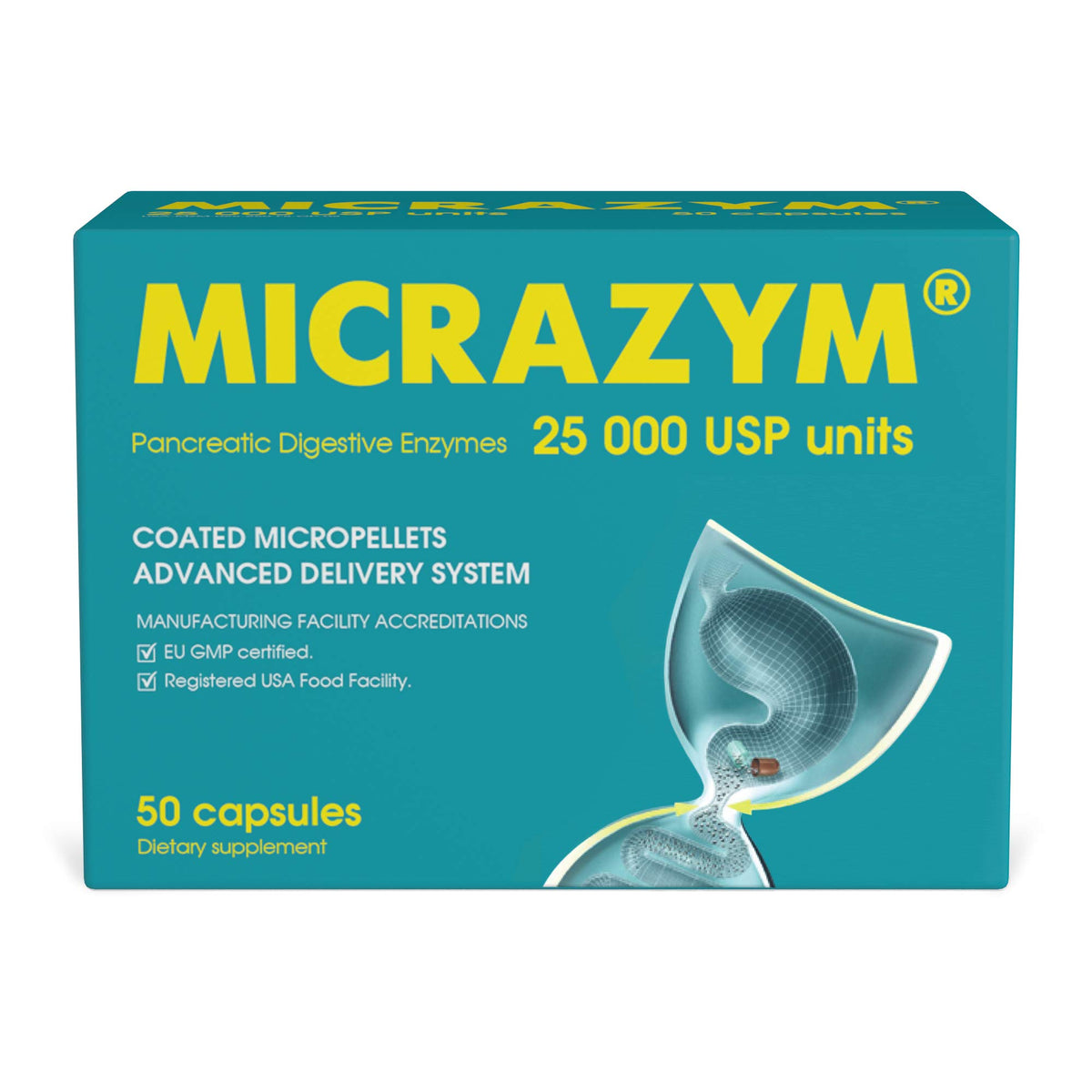 Micrazym Multi-Enzymes Supplement 25,000 USP Units front view