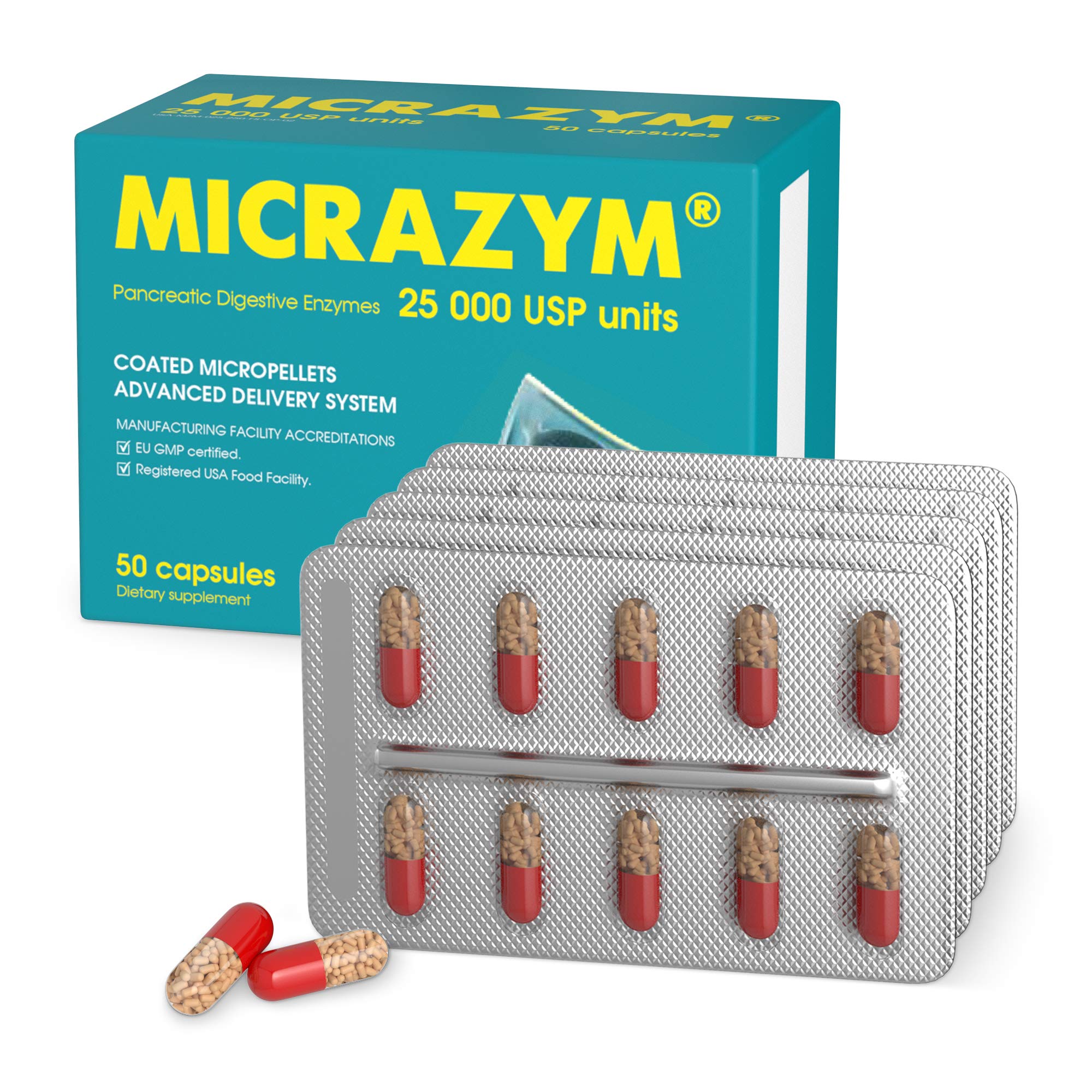 Micrazym Multi-Enzymes Supplement 25,000 USP Units side view