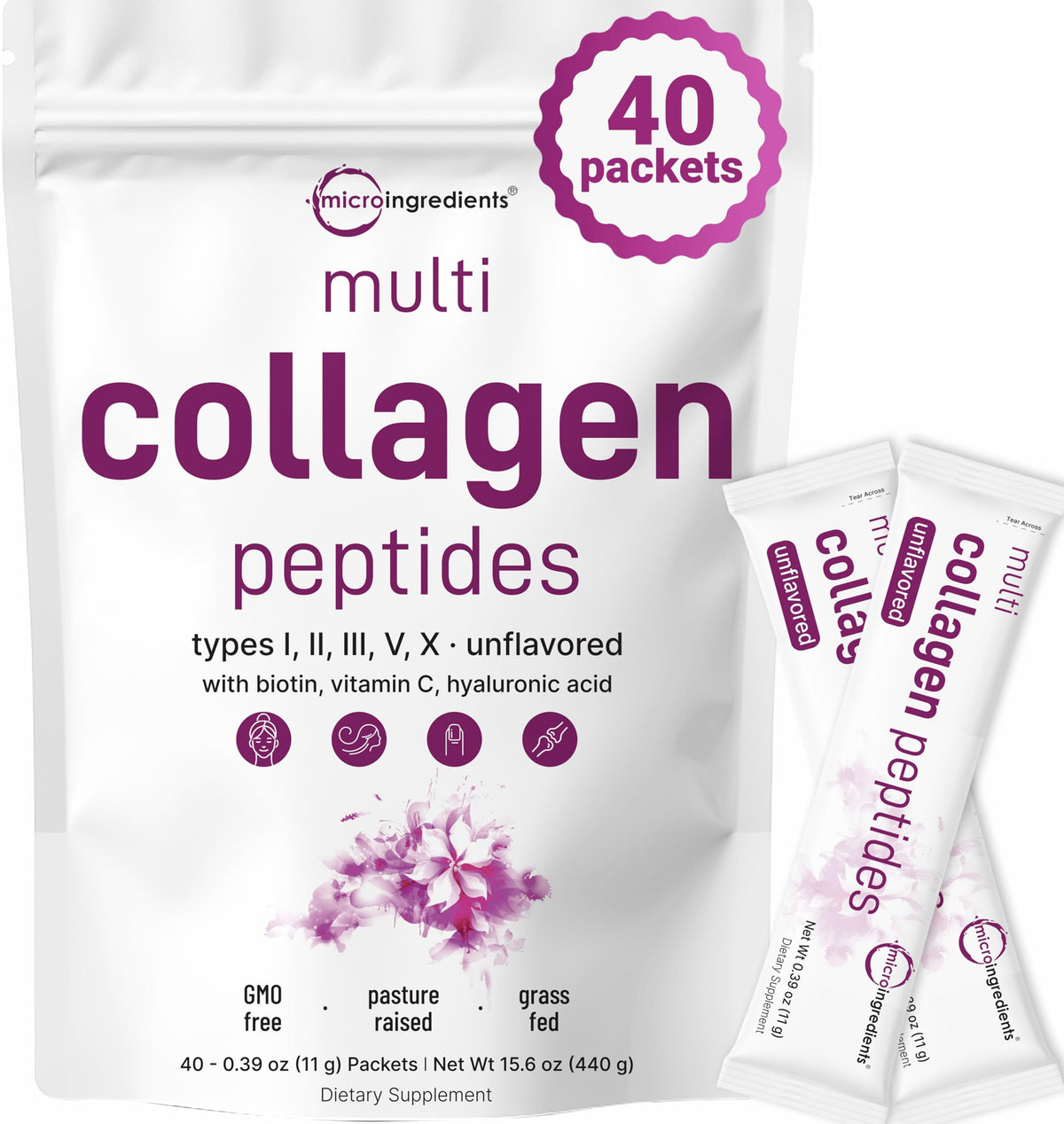 Micro Ingredients 8 in 1 Collagen Peptide Packets front view
