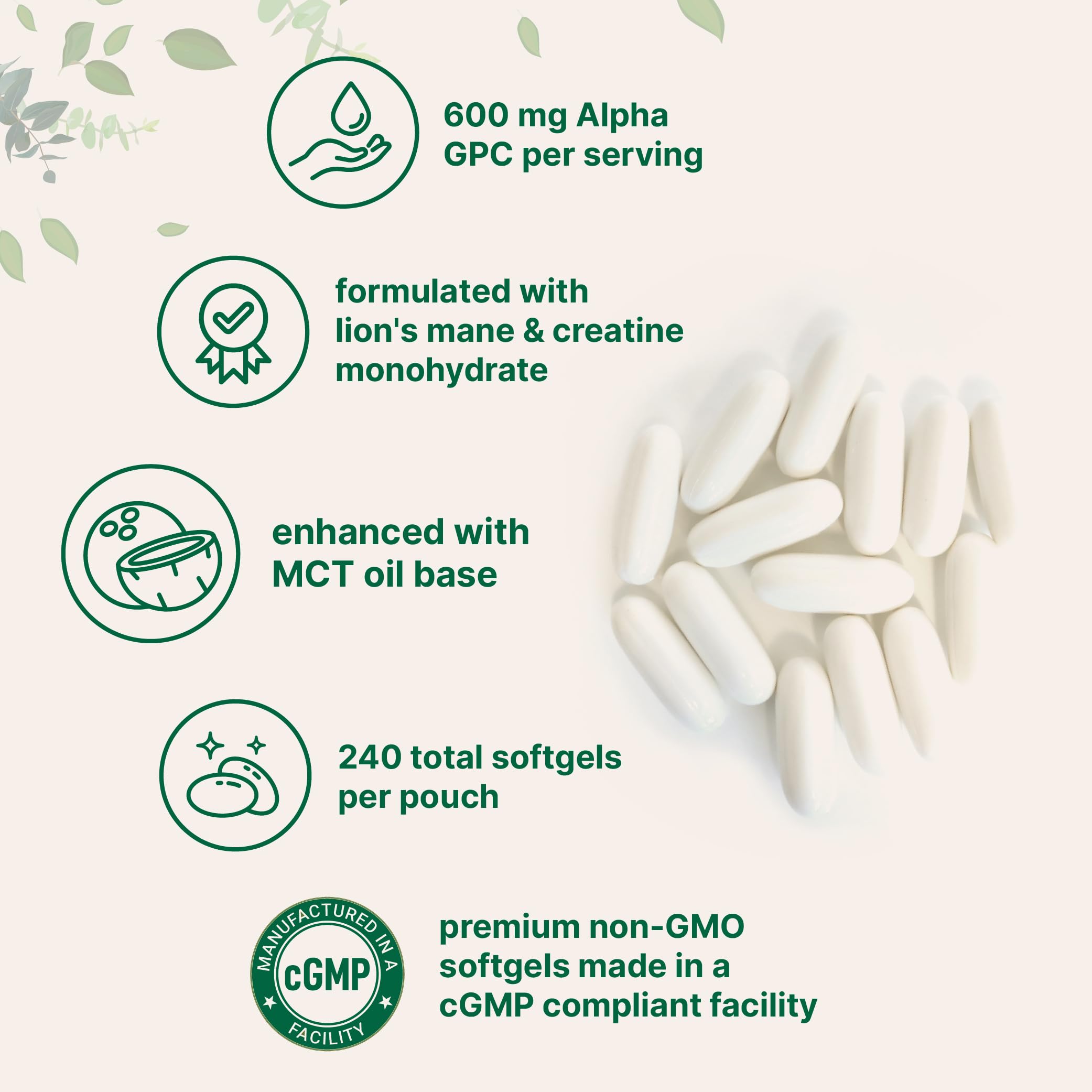 Micro Ingredients Alpha GPC Softgels 600mg packaging