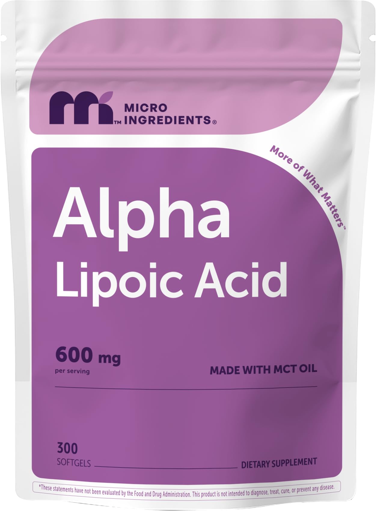 Micro Ingredients Alpha Lipoic Acid softgels front view
