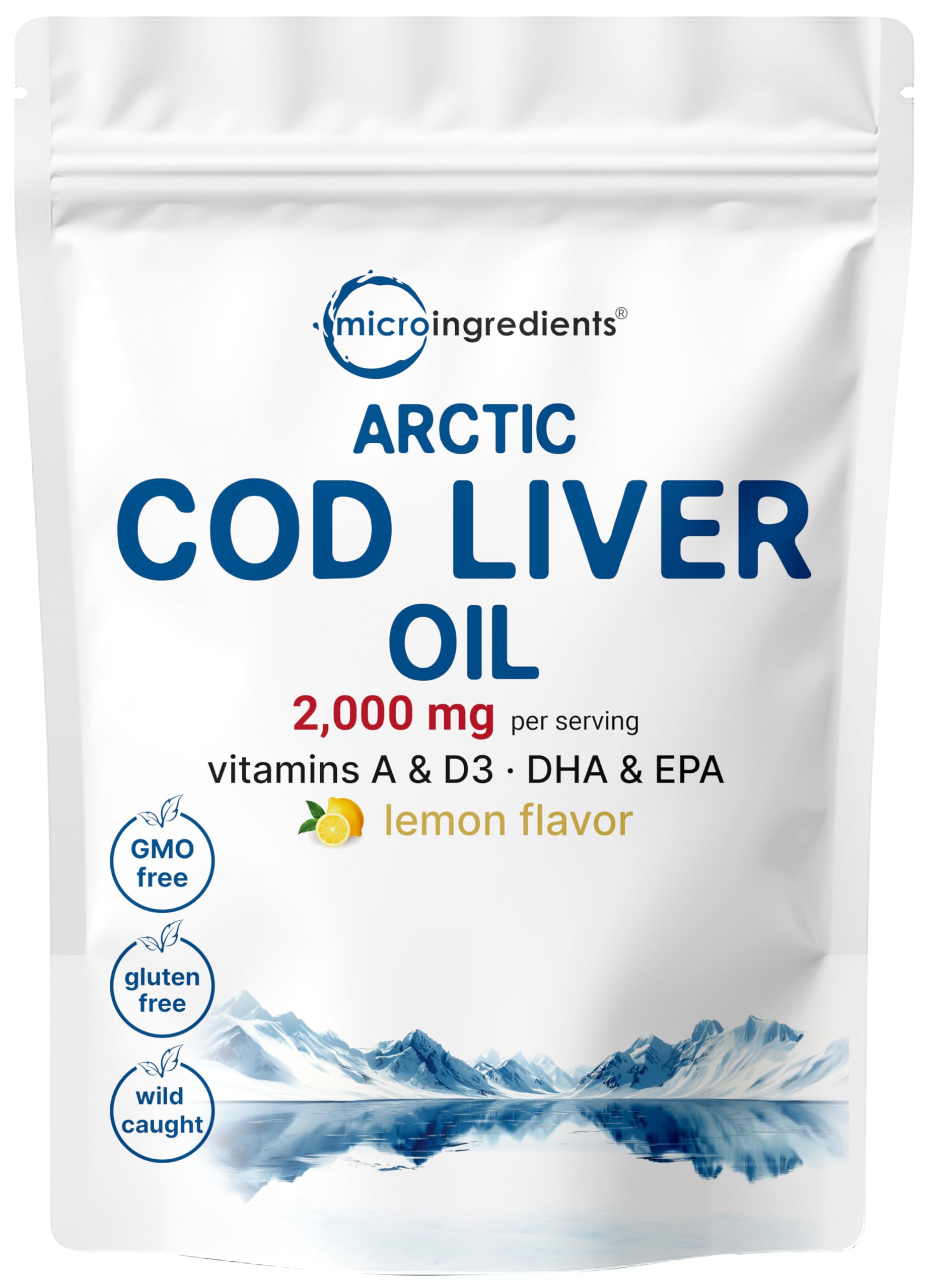 Micro Ingredients Arctic Cod Liver Oil softgels front view