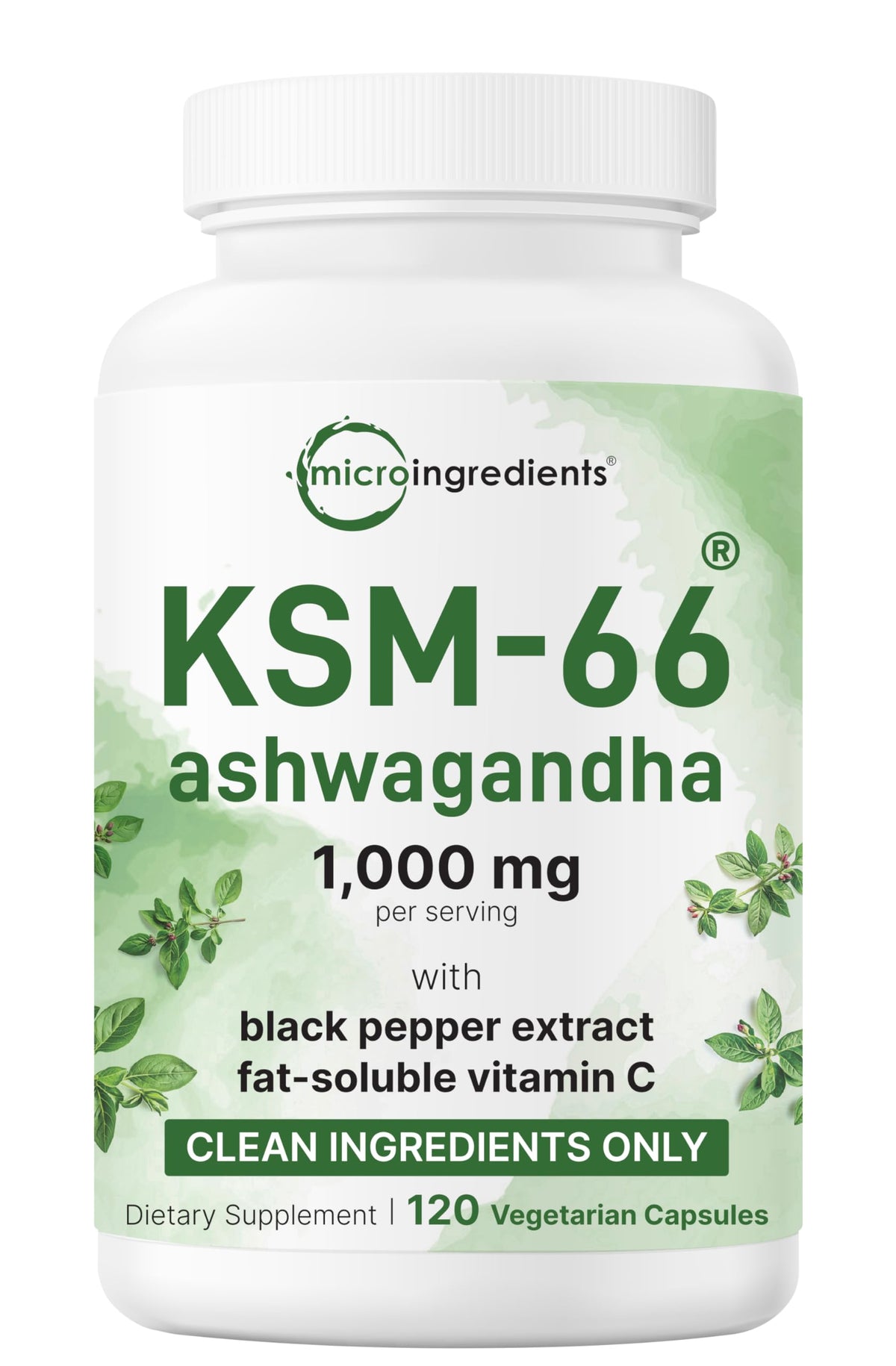Micro Ingredients Ashwagandha KSM-66 1000mg supplement bottle front view