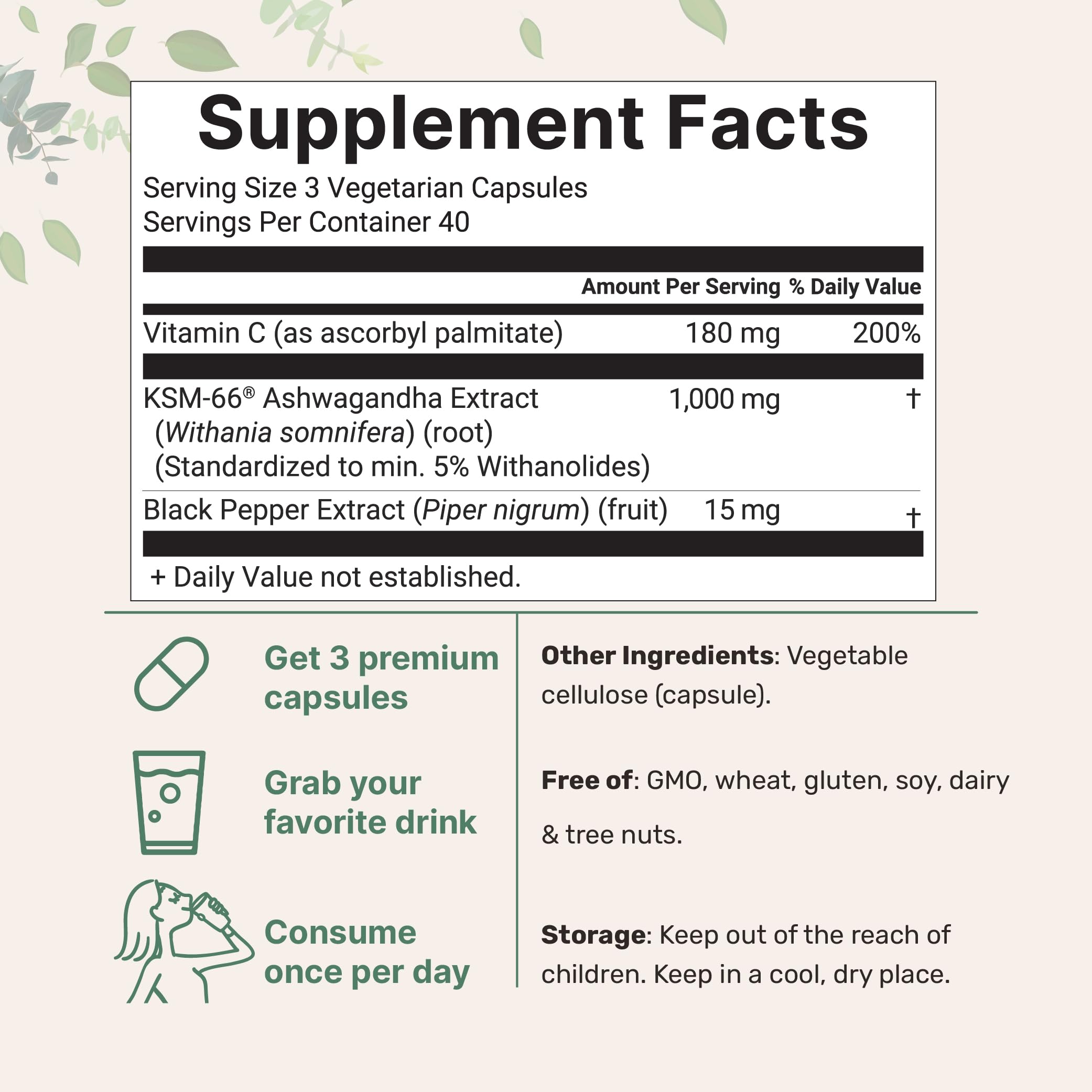 Micro Ingredients Ashwagandha KSM-66 1000mg supplement capsules close-up