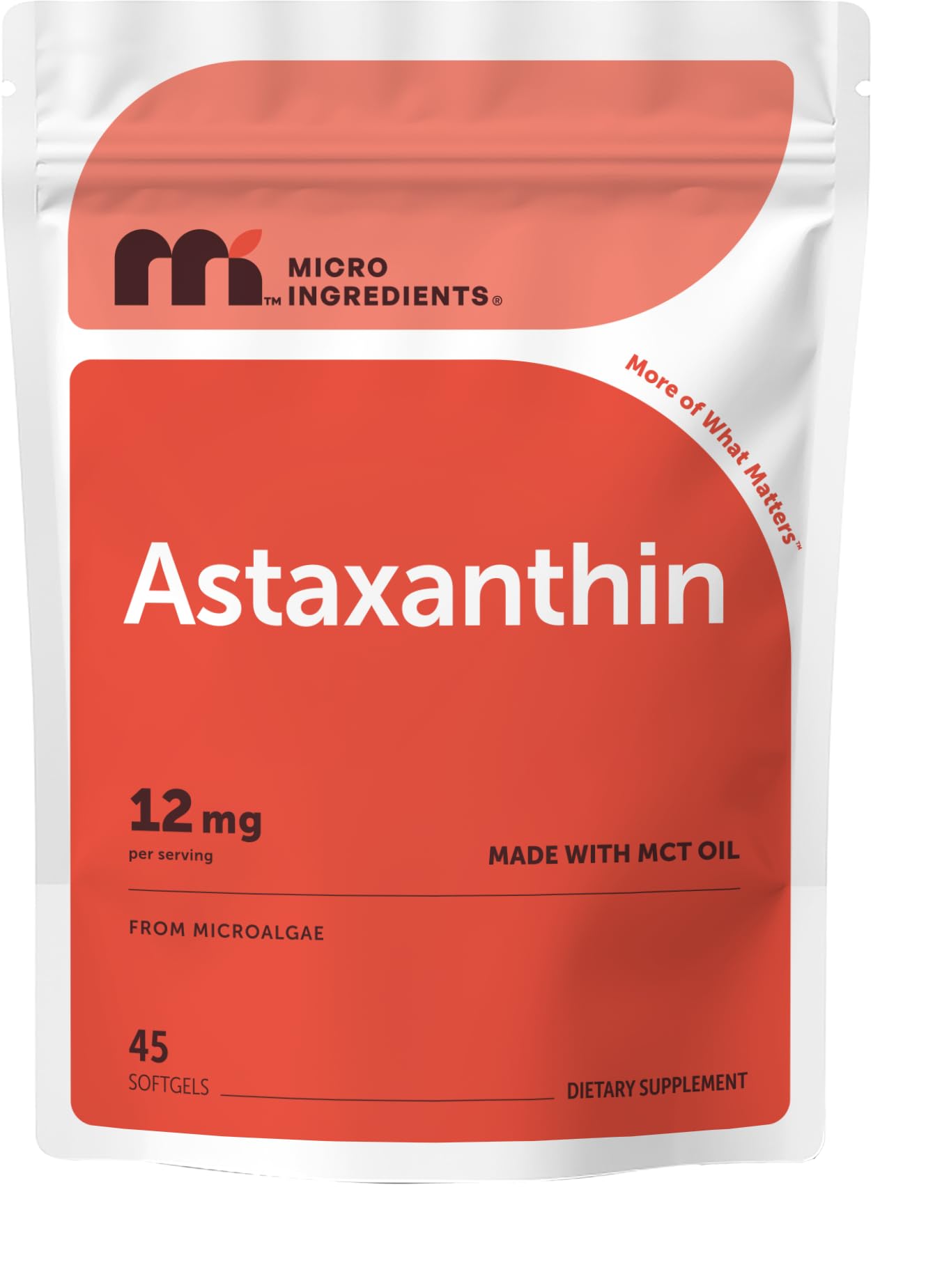 Micro Ingredients Astaxanthin 12mg softgels front view