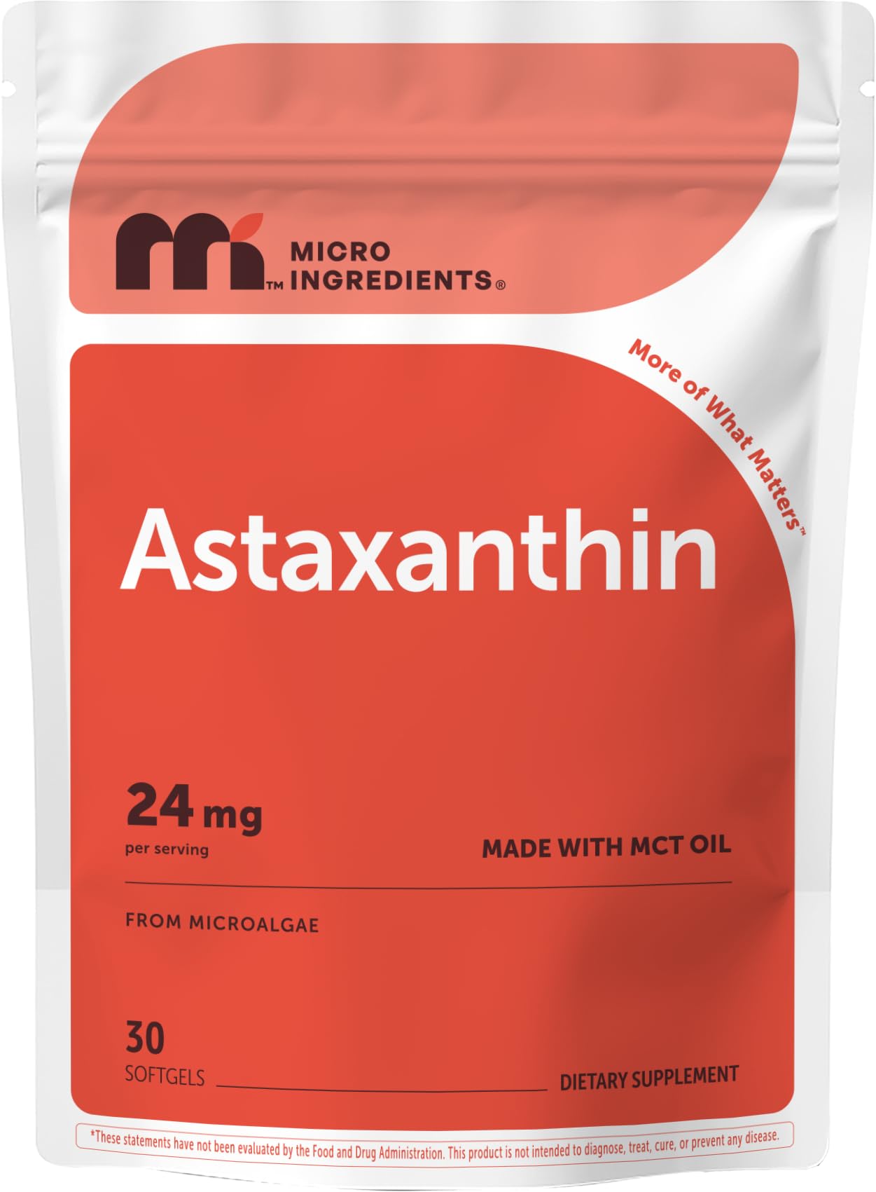 Micro Ingredients Astaxanthin 24mg softgels front view