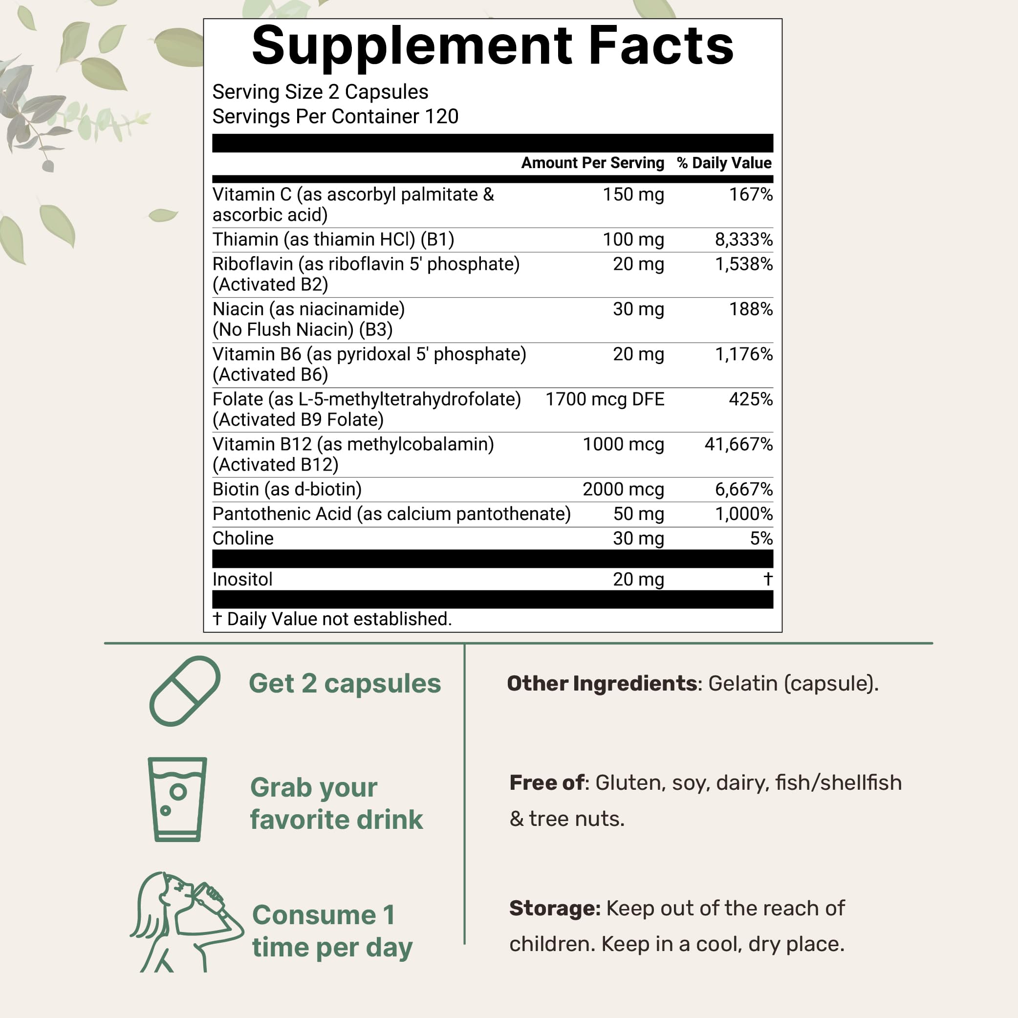 Micro Ingredients B Complex Vitamins bottle side view
