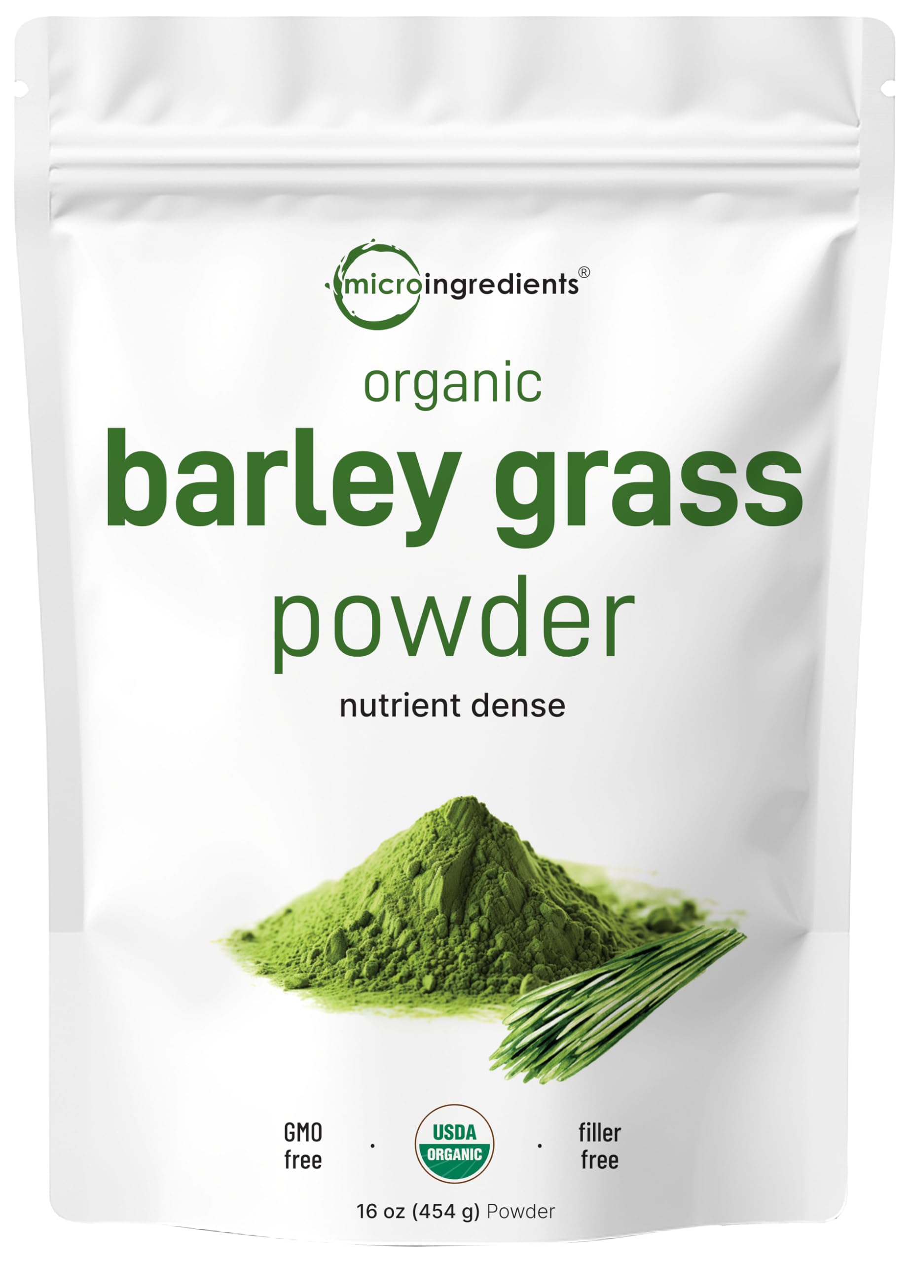 Micro Ingredients Barley Grass Powder 16oz front view