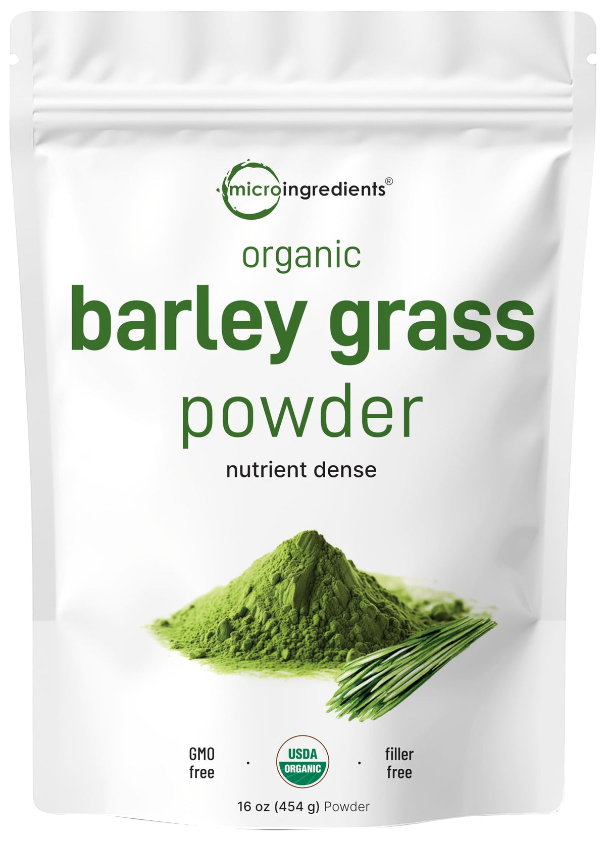 Micro Ingredients Barley Grass Powder 16oz front view