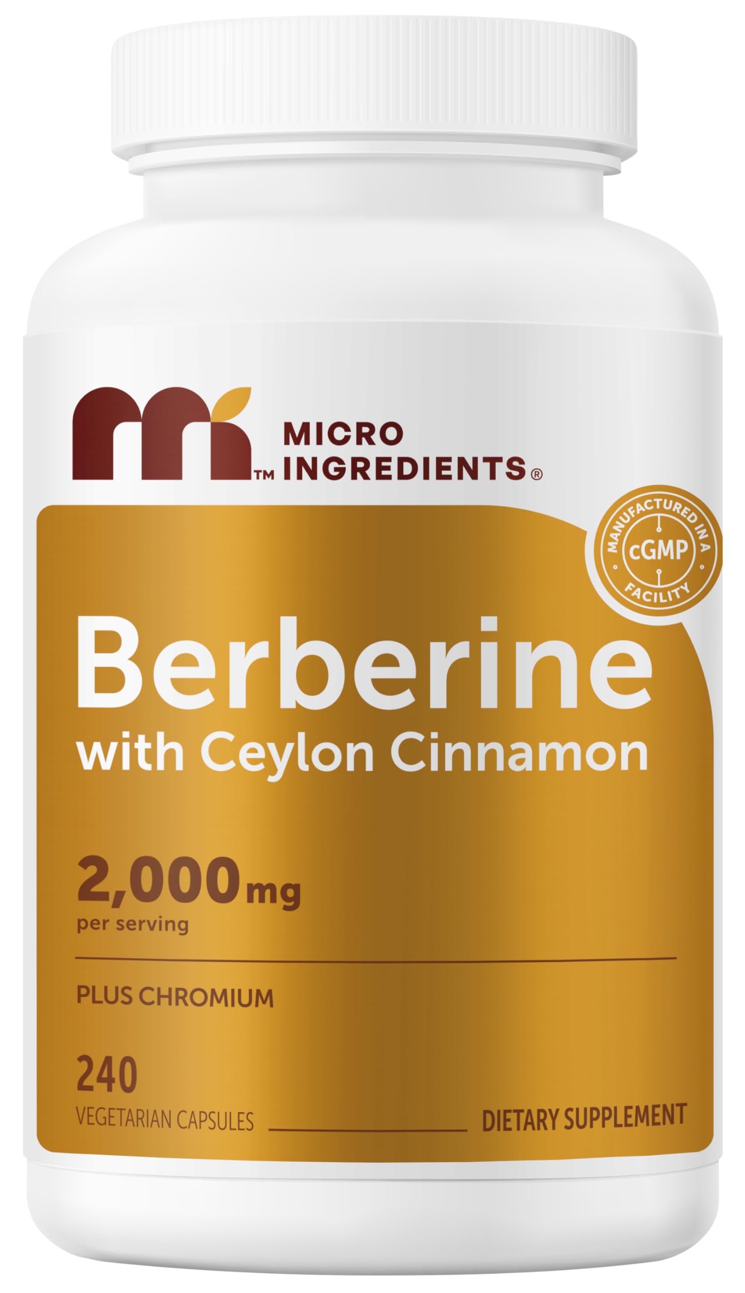 Micro Ingredients Berberine with Ceylon Cinnamon bottle front view