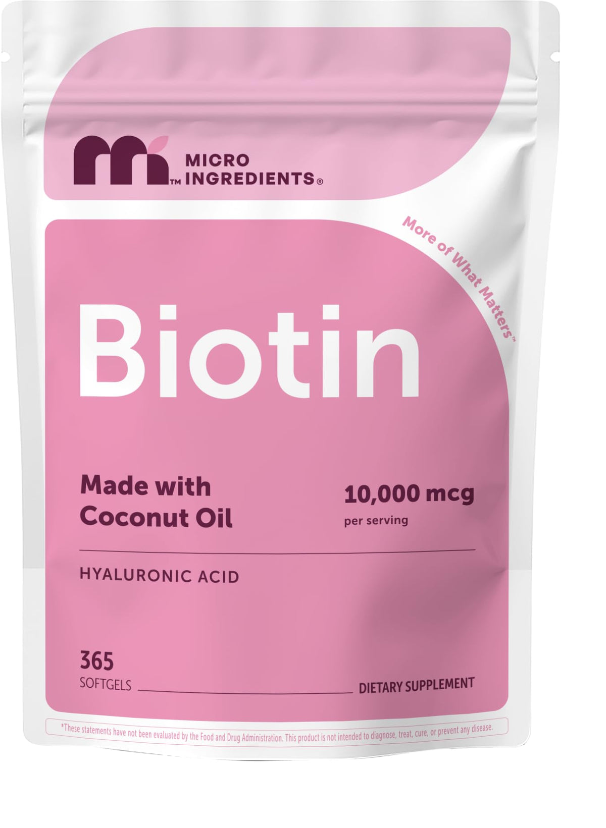 Micro Ingredients Biotin & Hyaluronic Acid Softgels front view