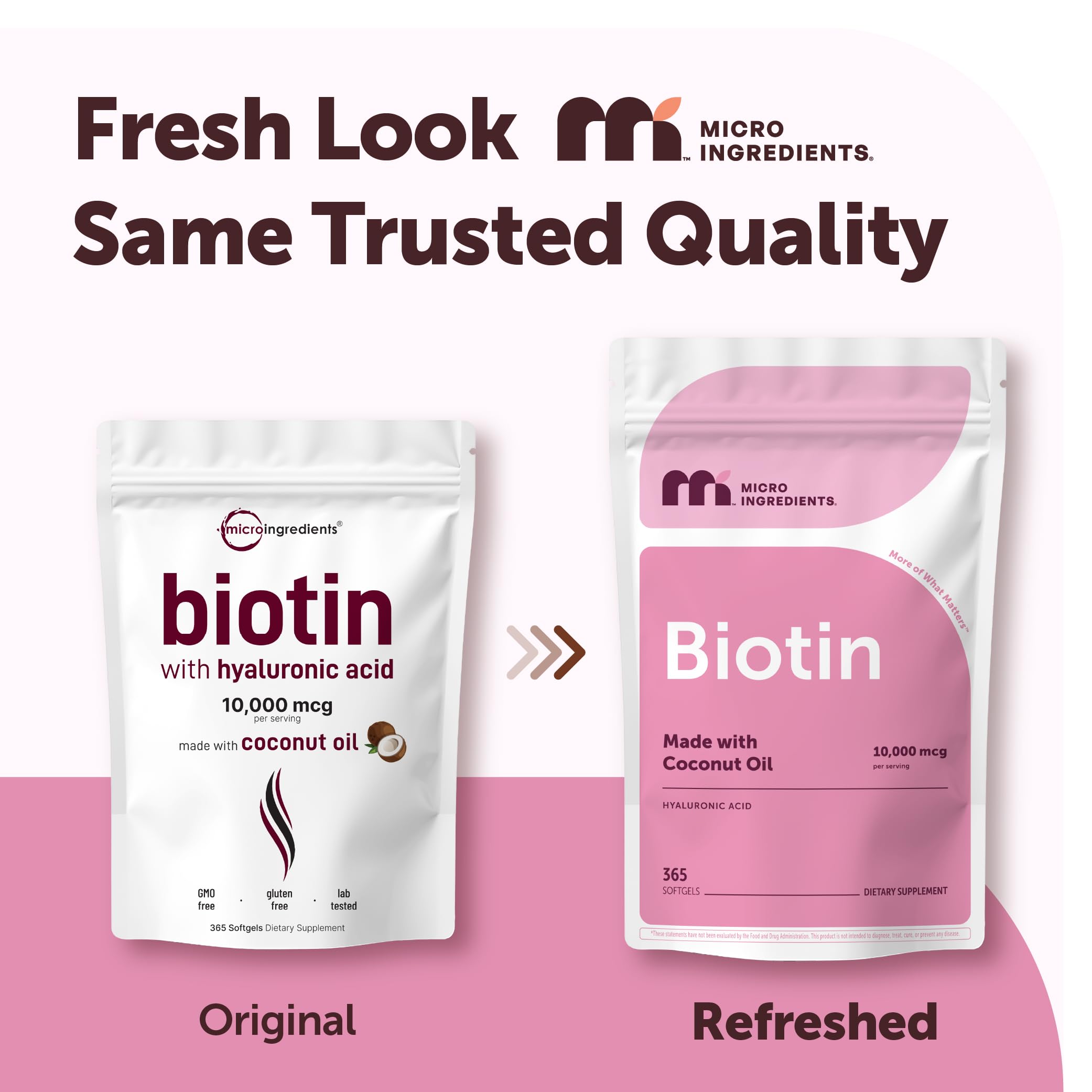 Micro Ingredients Biotin & Hyaluronic Acid Softgels side view