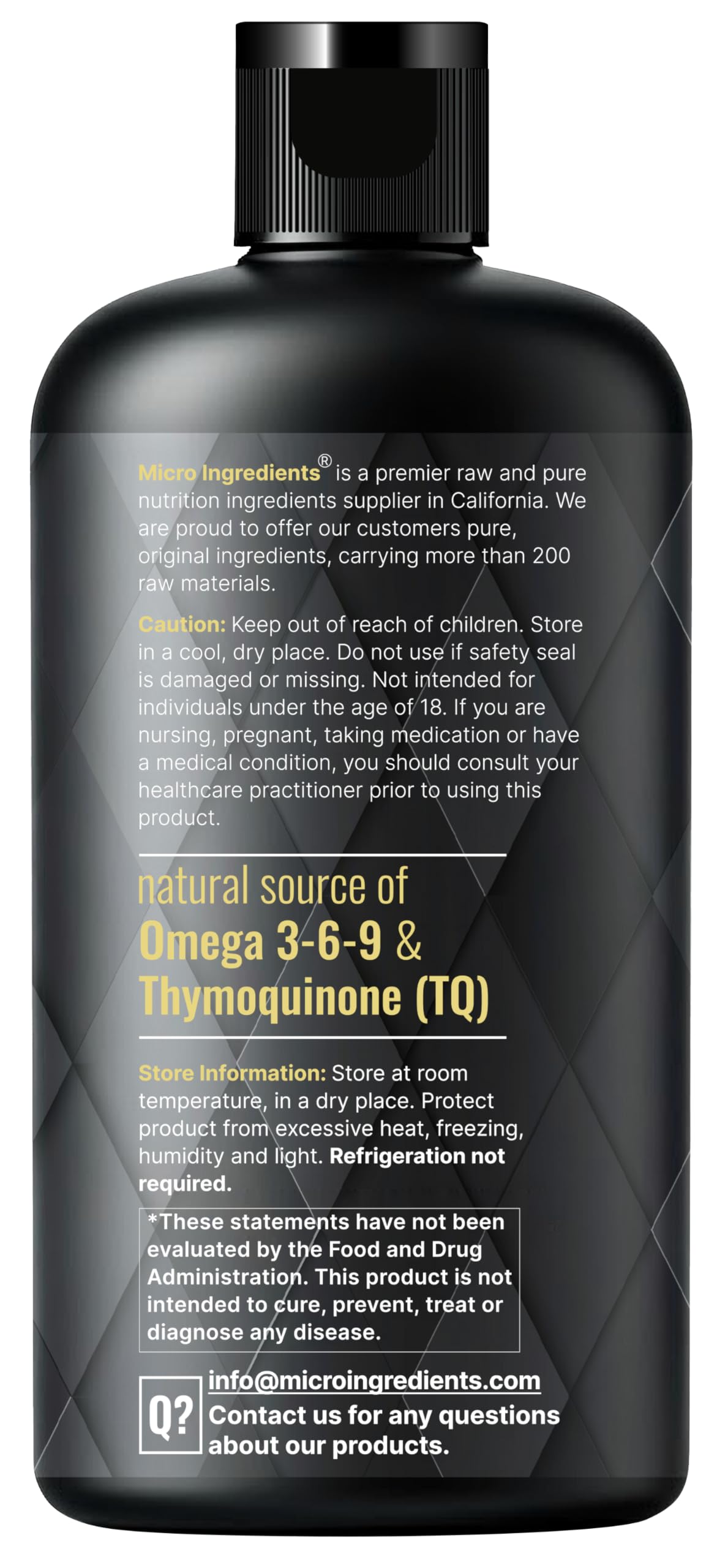 Micro Ingredients Black Seed Oil packaging details