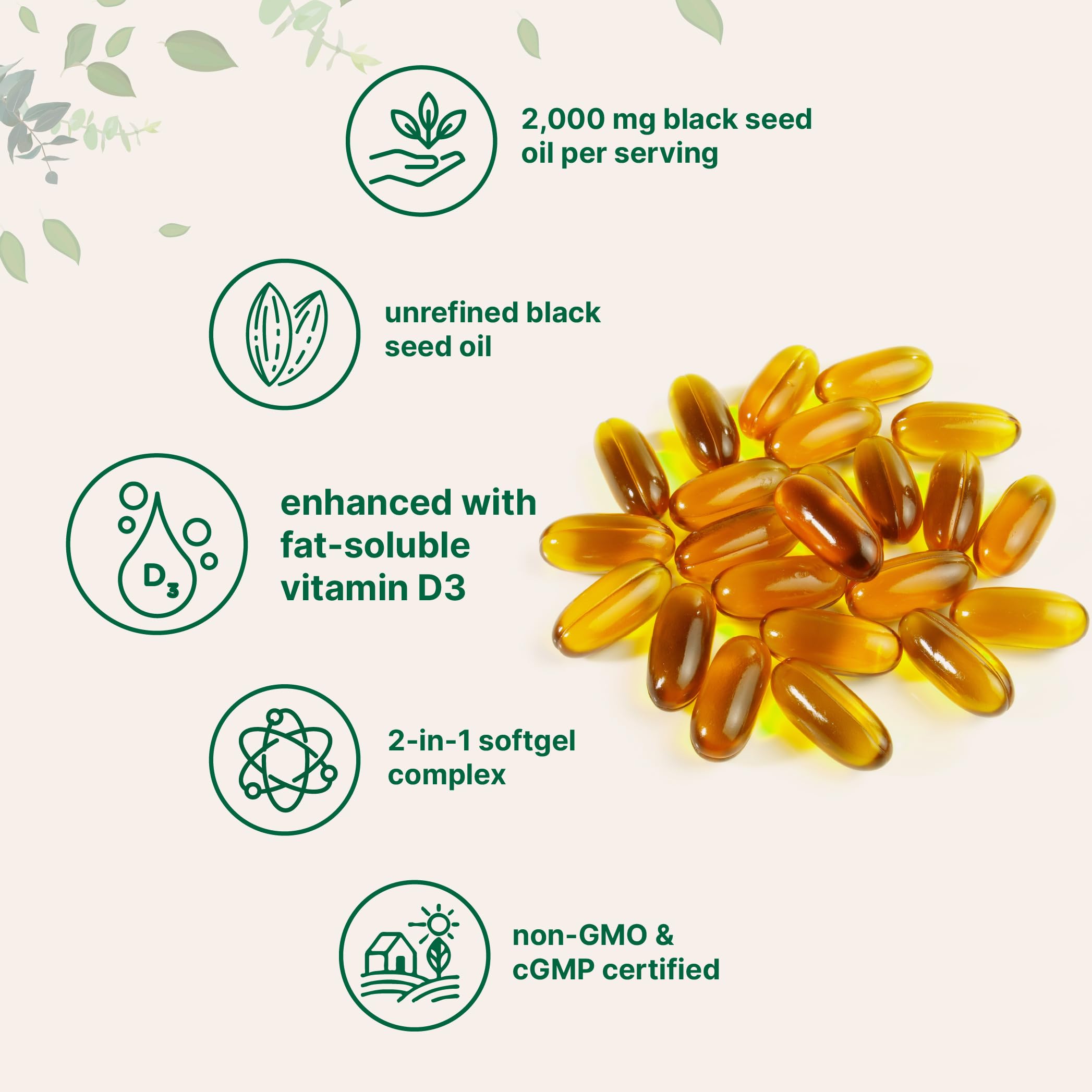 Micro Ingredients Black Seed Oil Softgels opened pouch with softgels