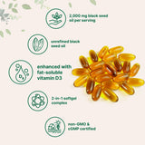 Micro Ingredients Black Seed Oil Softgels opened pouch with softgels