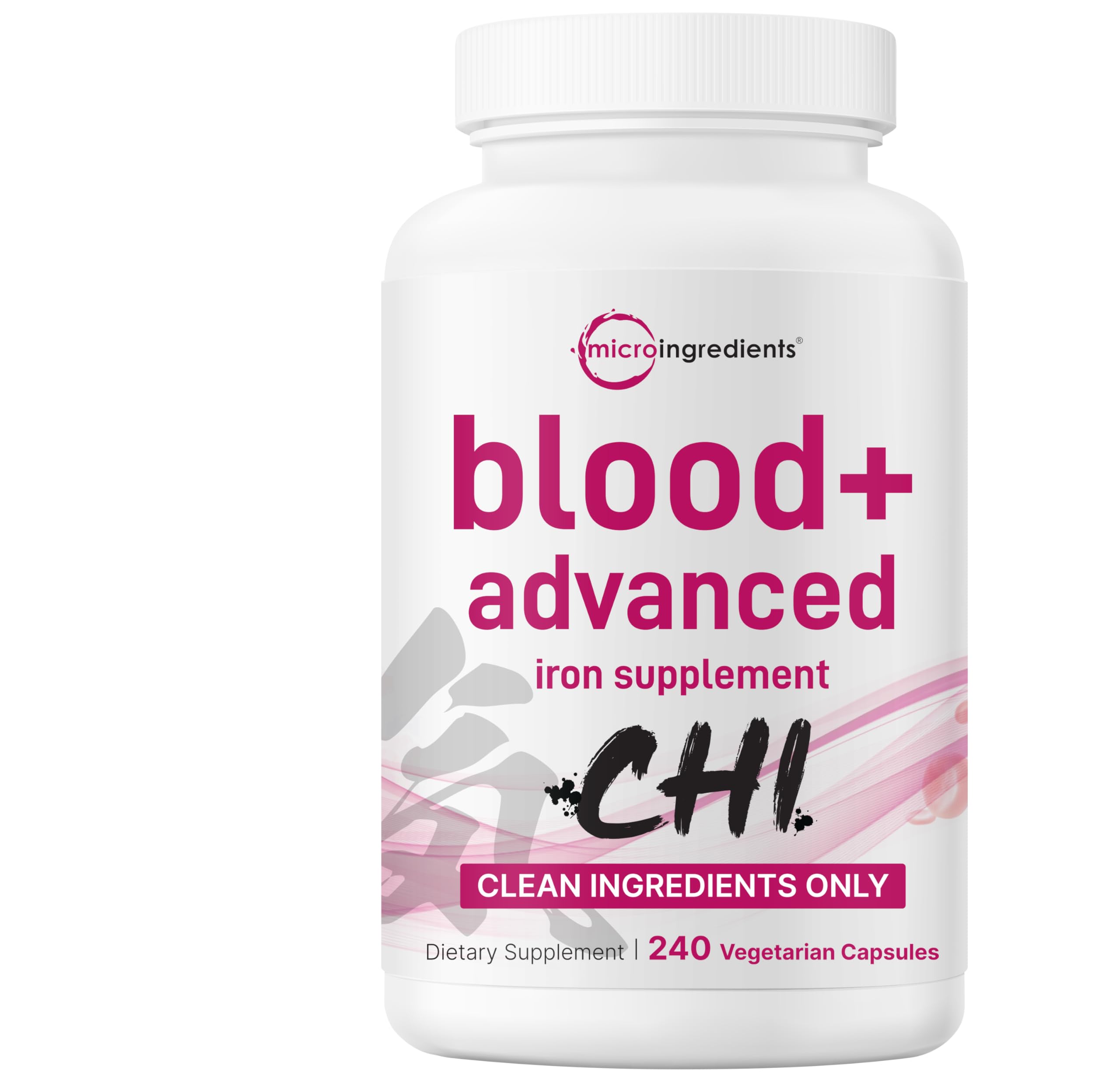 Micro Ingredients Blood+ Advanced Iron Supplement front view of bottle