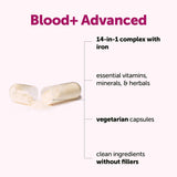 Micro Ingredients Blood+ Advanced Iron Supplement side view showing capsules