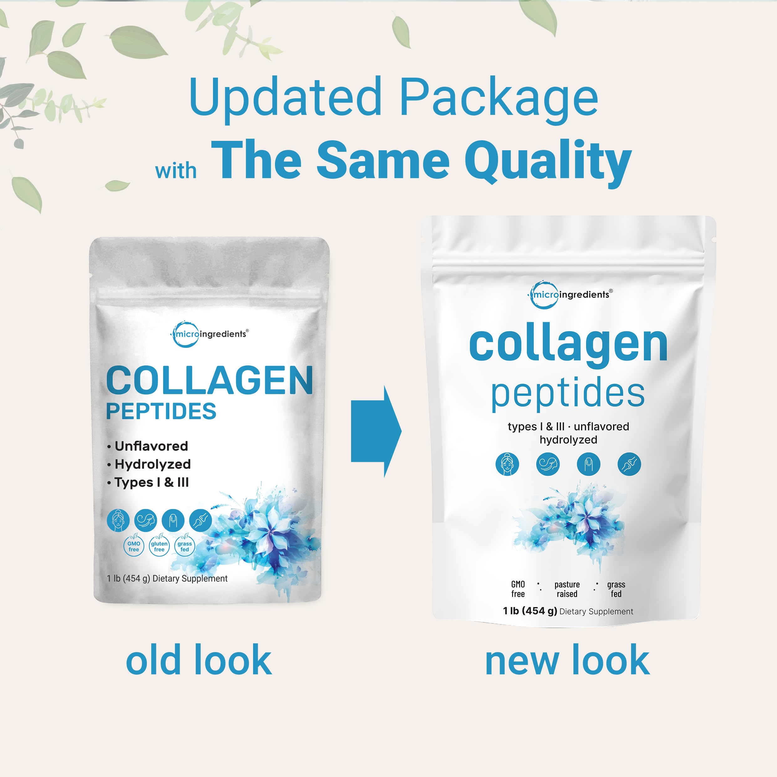 Micro Ingredients Bovine Collagen Peptide Powder 1lb scoop for measuring