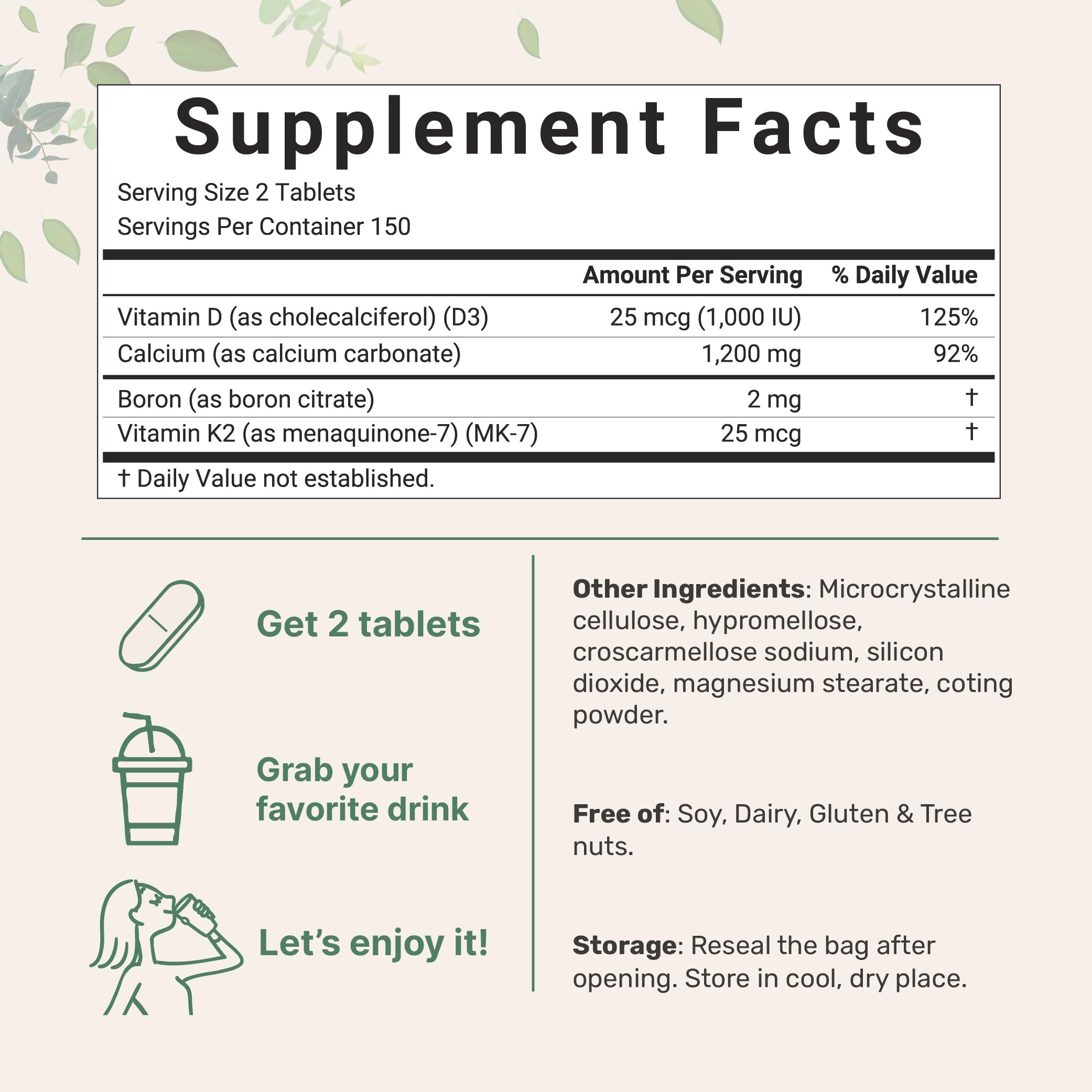 Micro Ingredients Calcium Supplement packaging side view