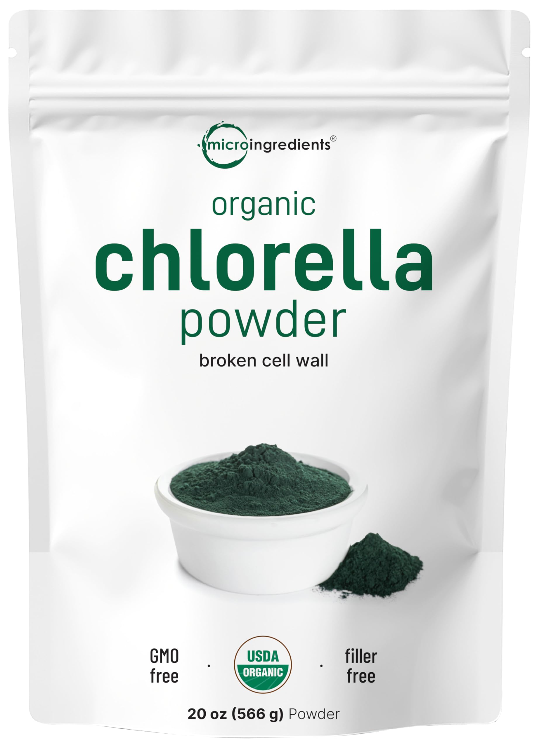 Micro Ingredients Chlorella Powder 20oz front view