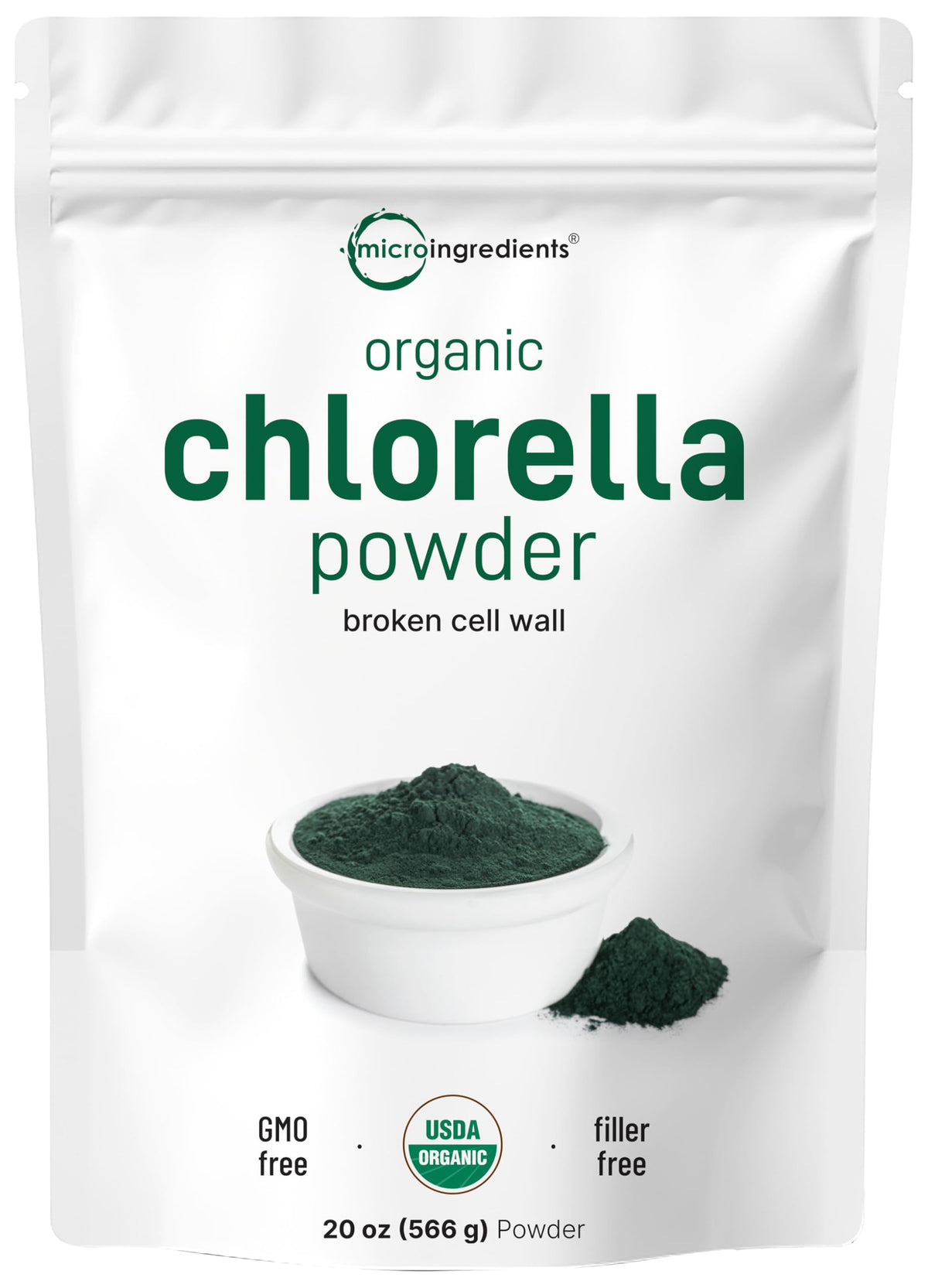 Micro Ingredients Chlorella Powder 20oz front view