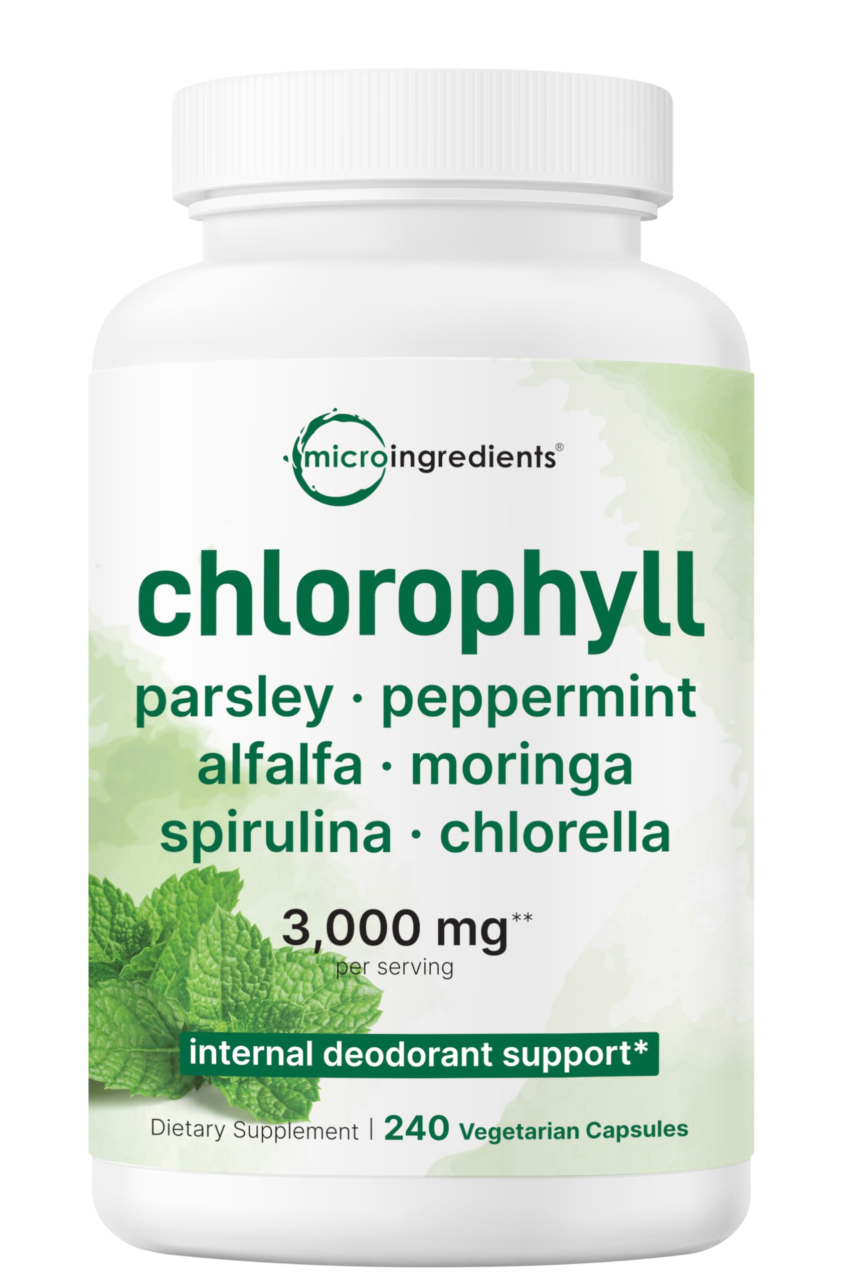Micro Ingredients Chlorophyll Complex 240 veggie capsules bottle front view