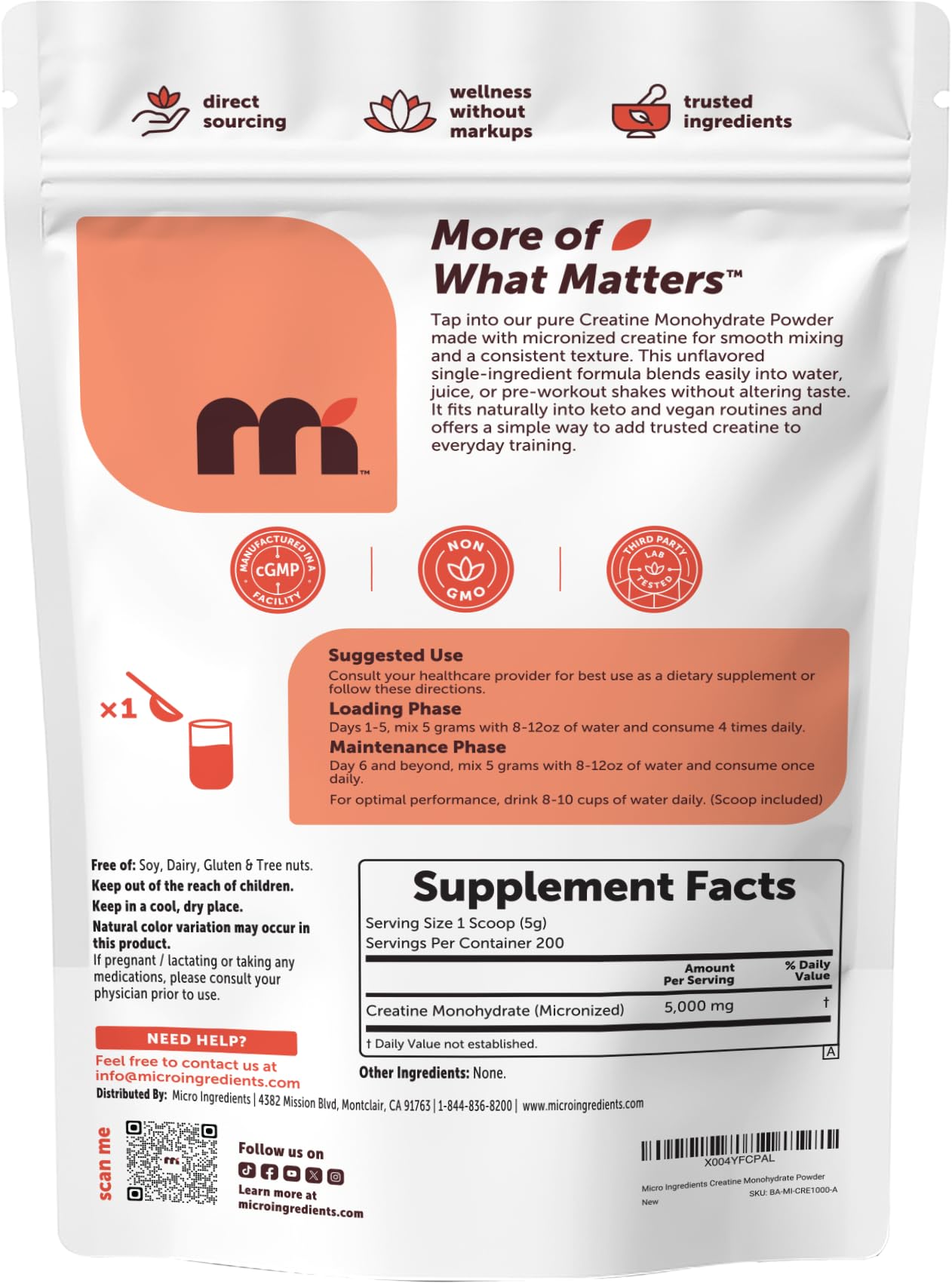 Micro Ingredients Creatine Monohydrate Powder mixing with water