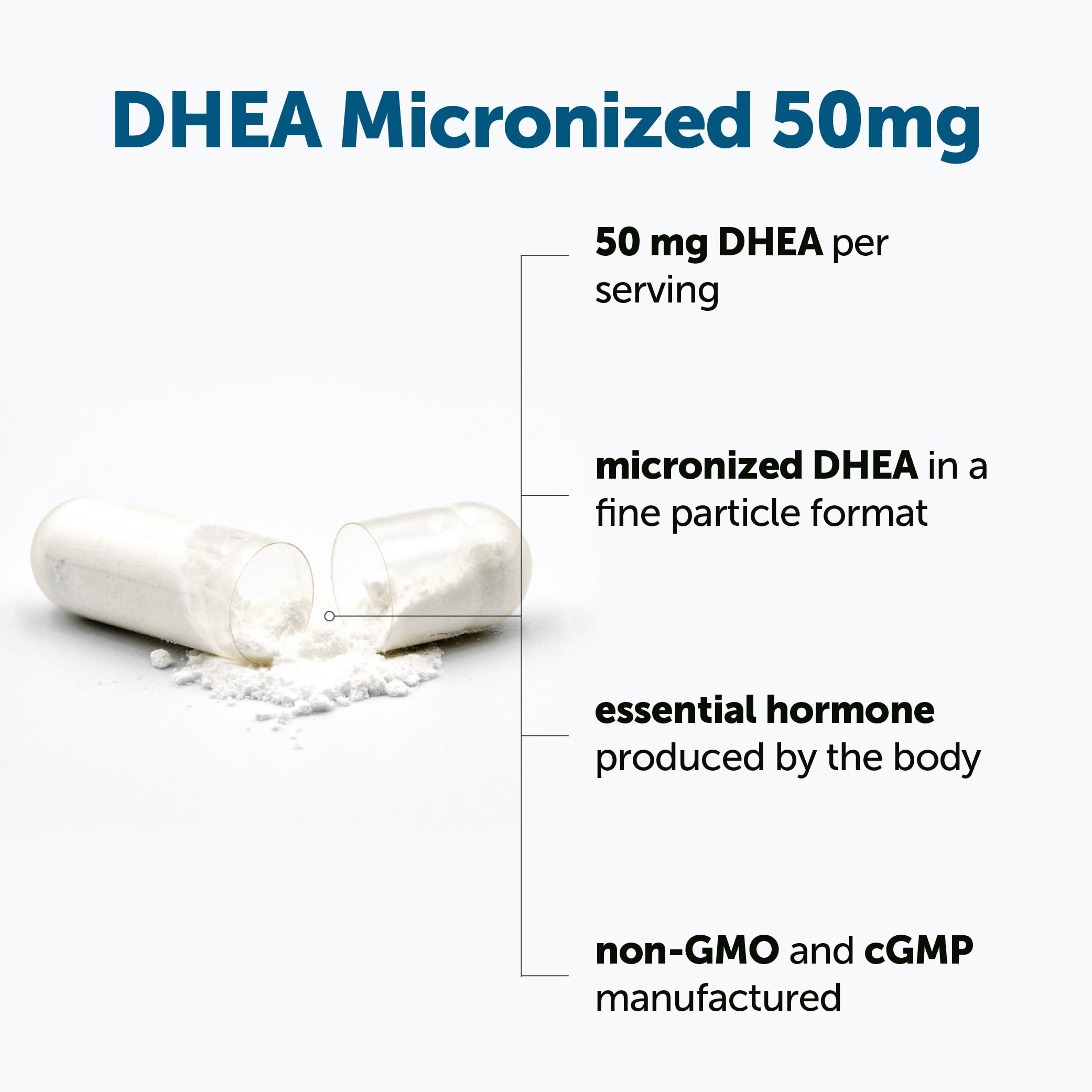 Micro Ingredients DHEA Capsules 50mg side view bottle