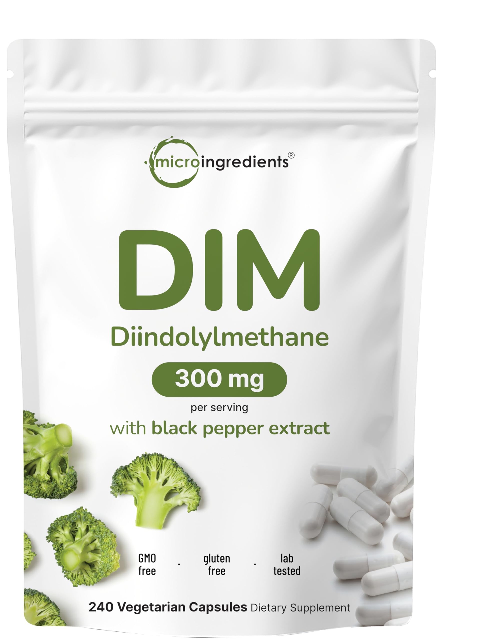 Micro Ingredients DIM Supplement 240 veggie capsules front view