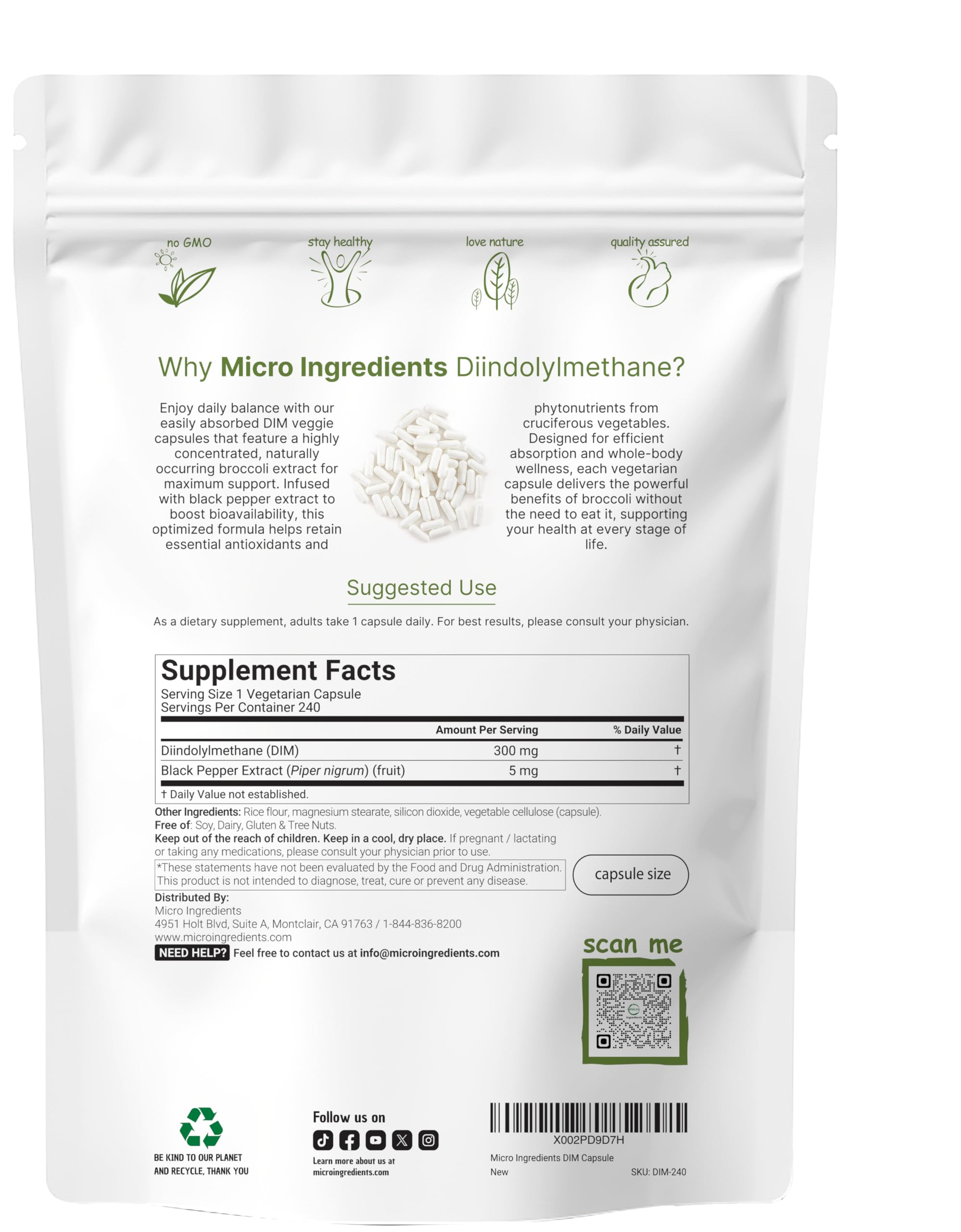 Micro Ingredients DIM Supplement packaging with black pepper extract