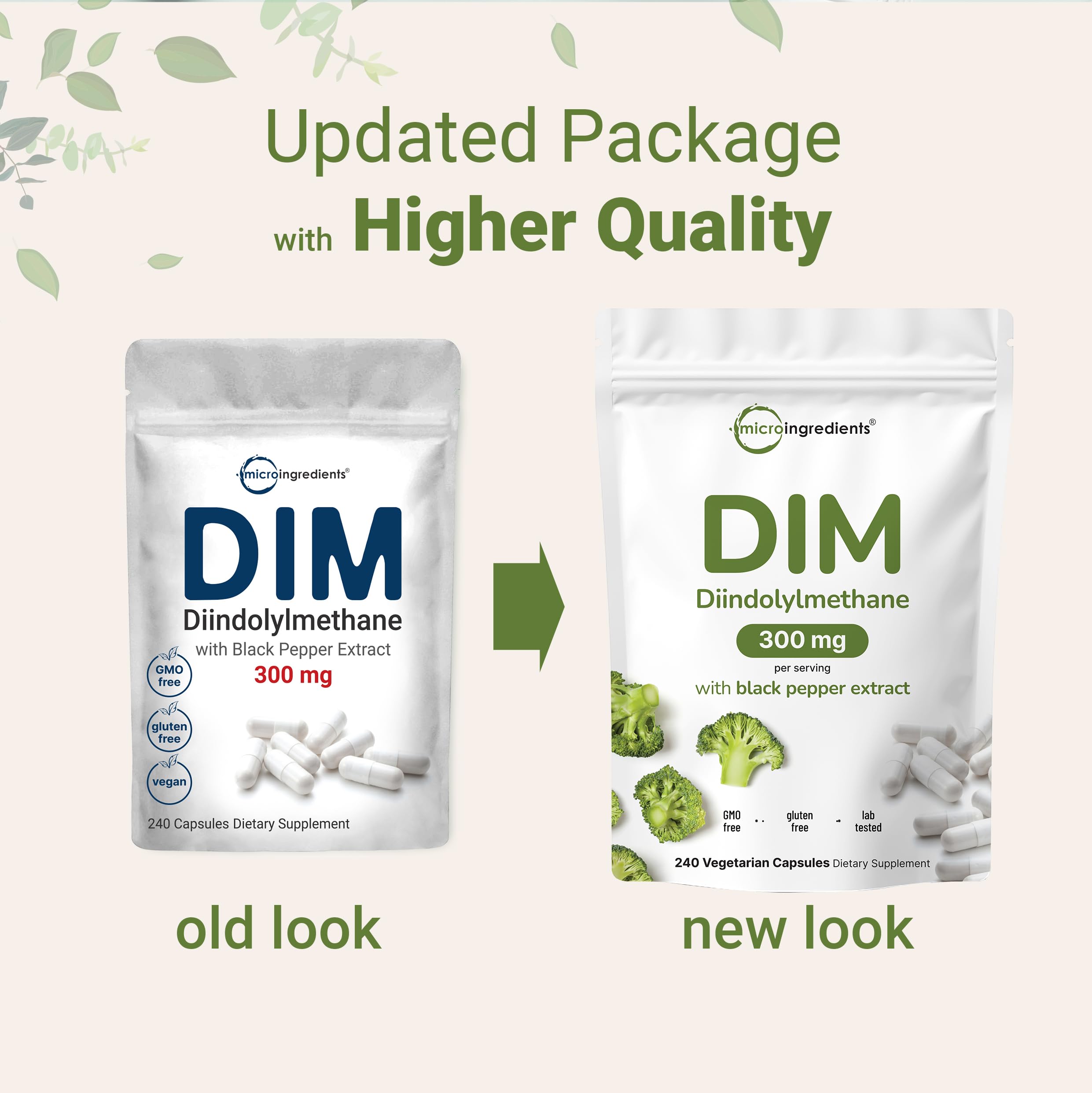 Micro Ingredients DIM Supplement vegetarian capsules close-up