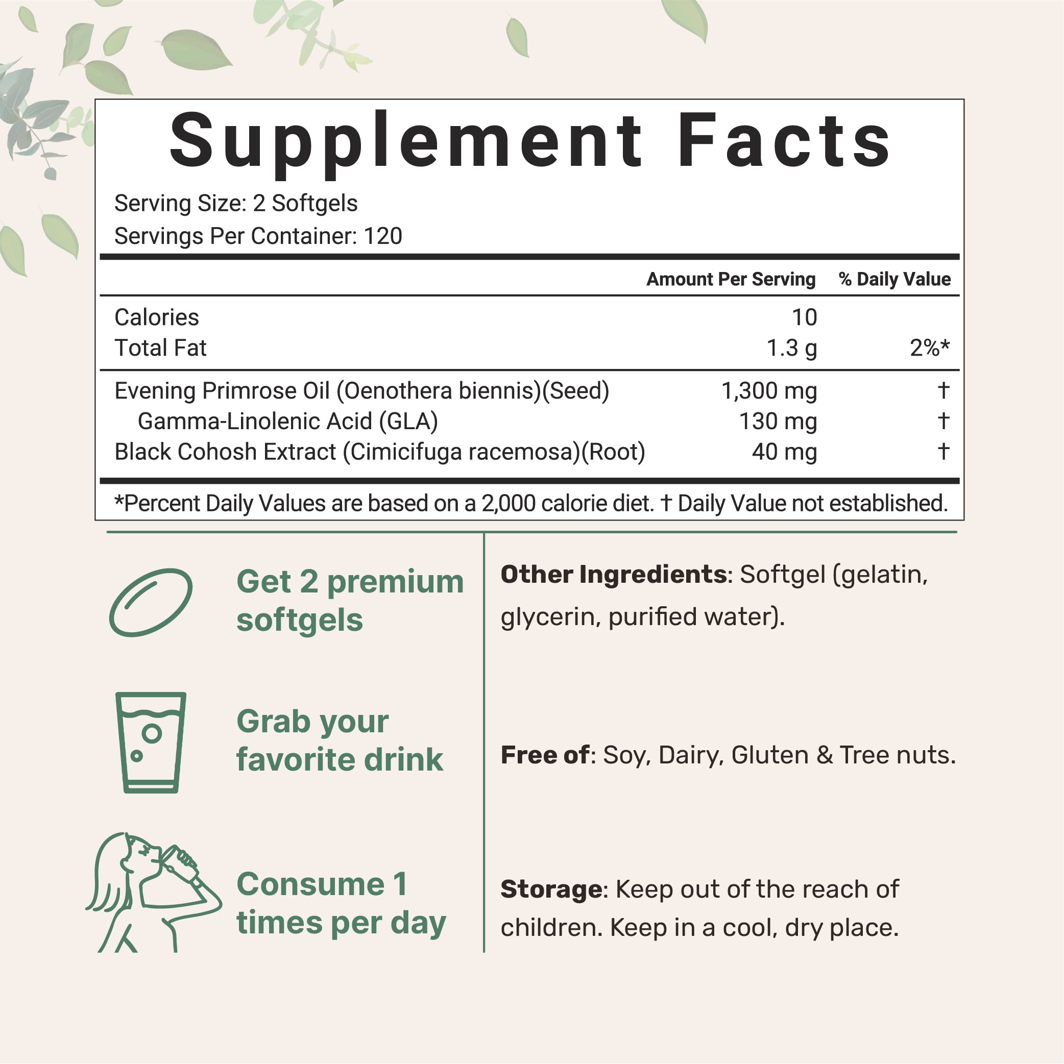 Micro Ingredients Evening Primrose Oil packaging with softgel details