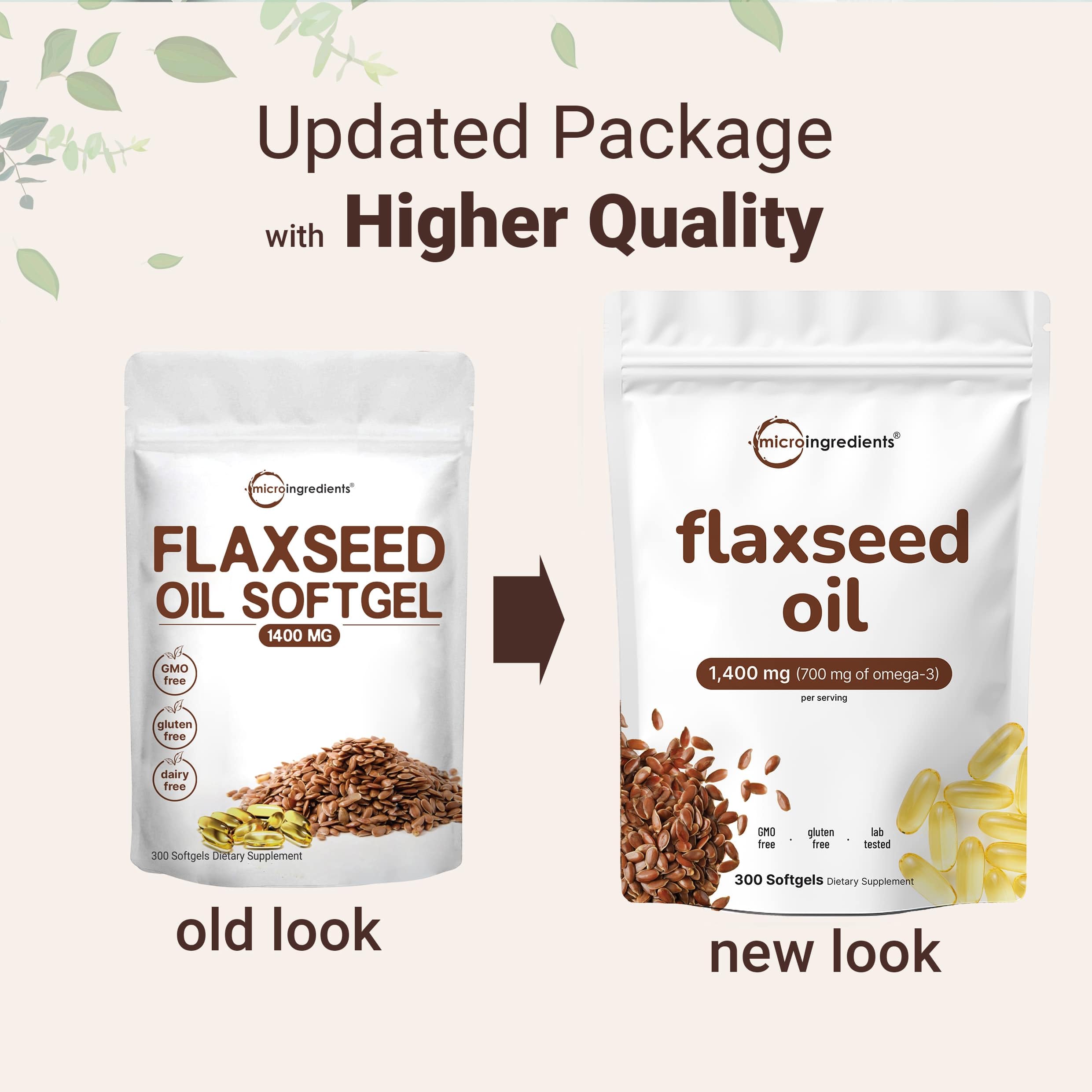 Micro Ingredients Flaxseed Oil bottle with label details
