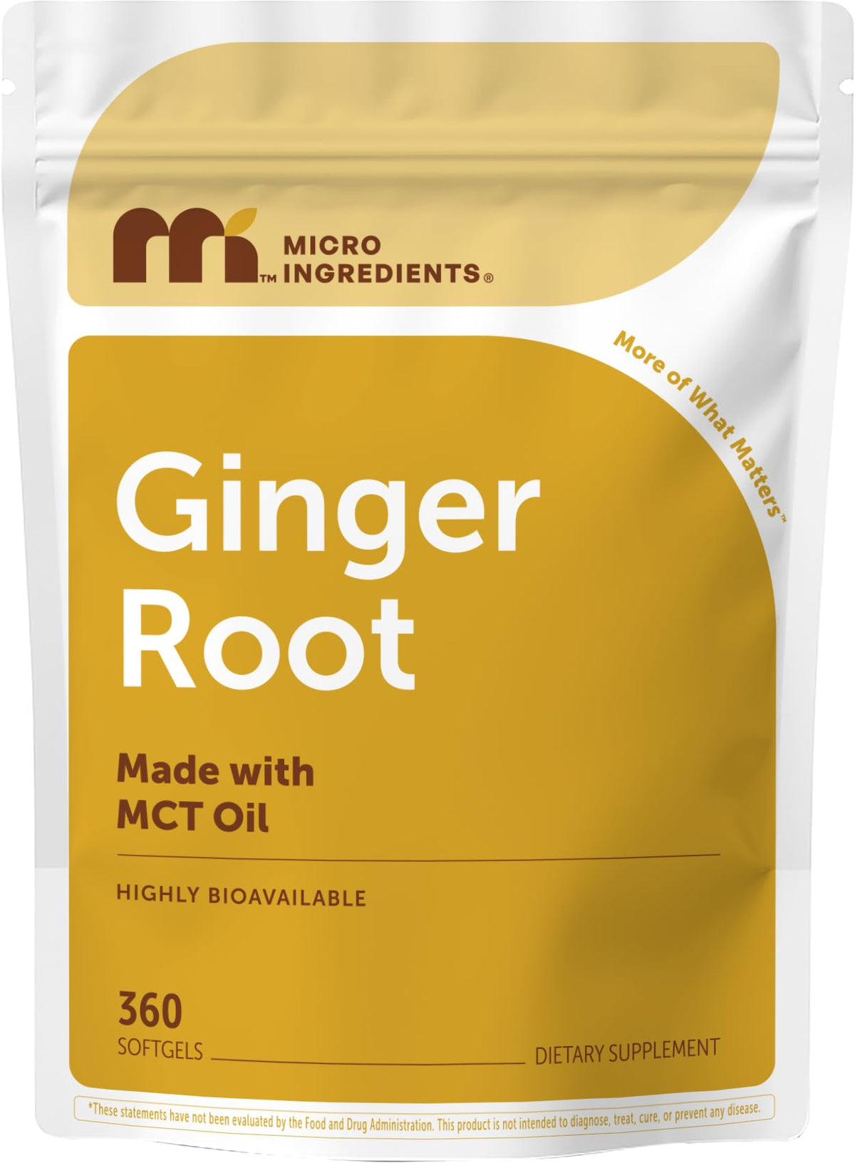 Micro Ingredients Ginger Root Softgel Supplement bottle front view