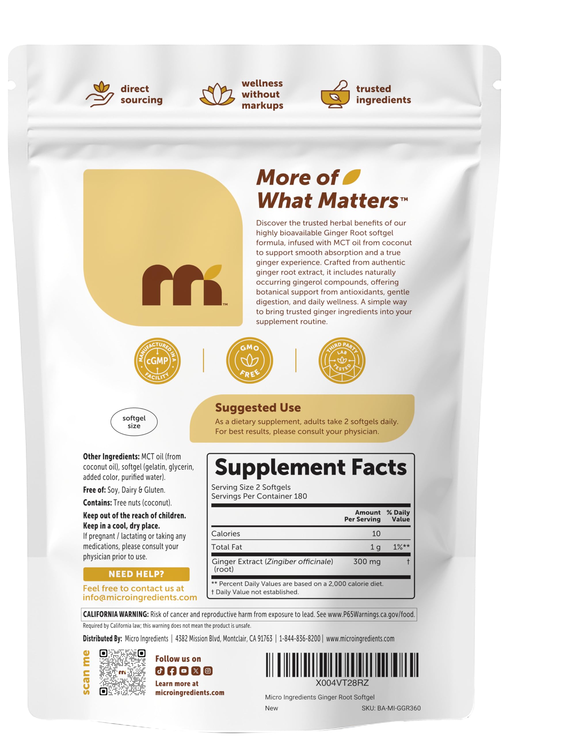 Micro Ingredients Ginger Root Softgel Supplement softgels close-up