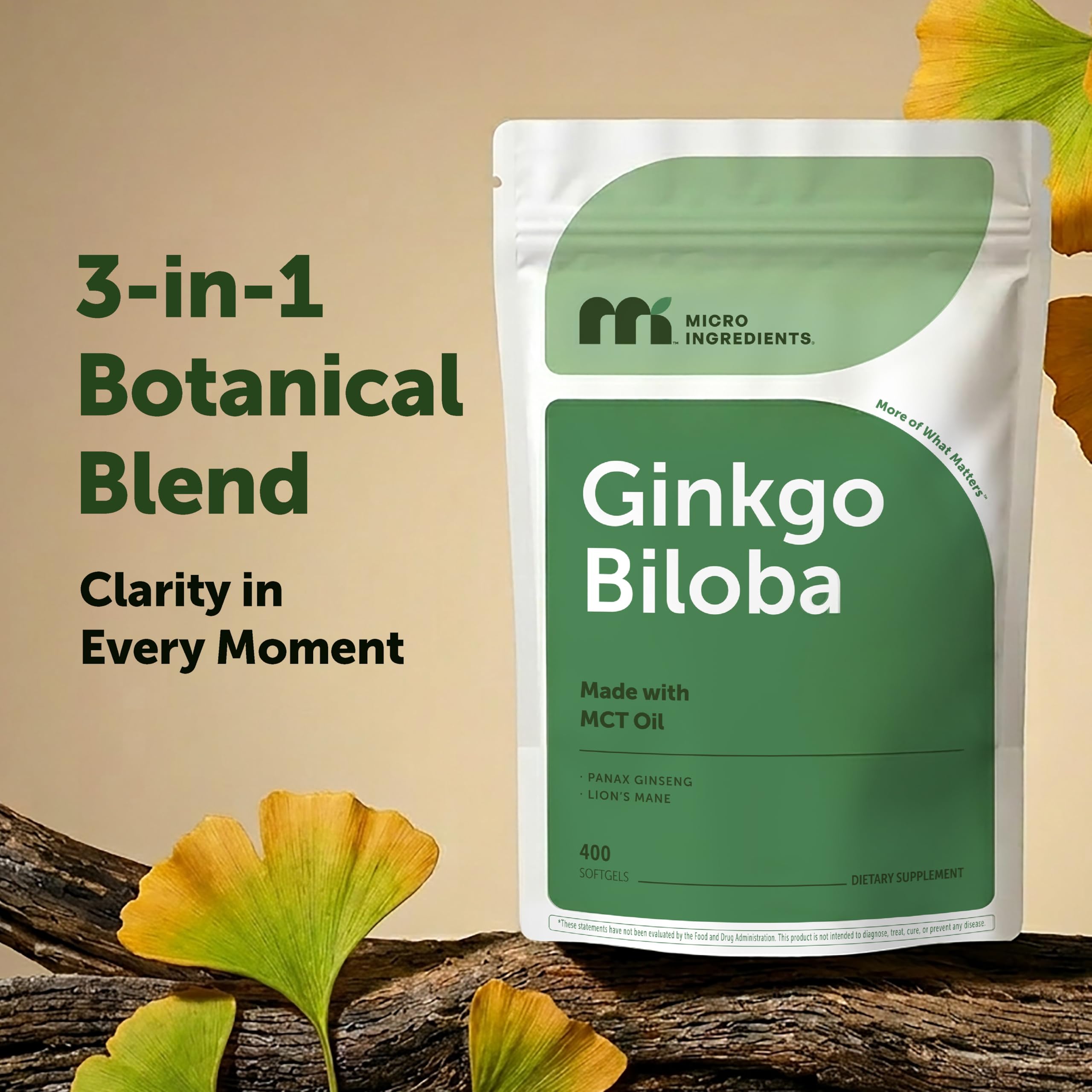 Micro Ingredients Ginkgo Biloba 3-in-1 Complex softgel size comparison