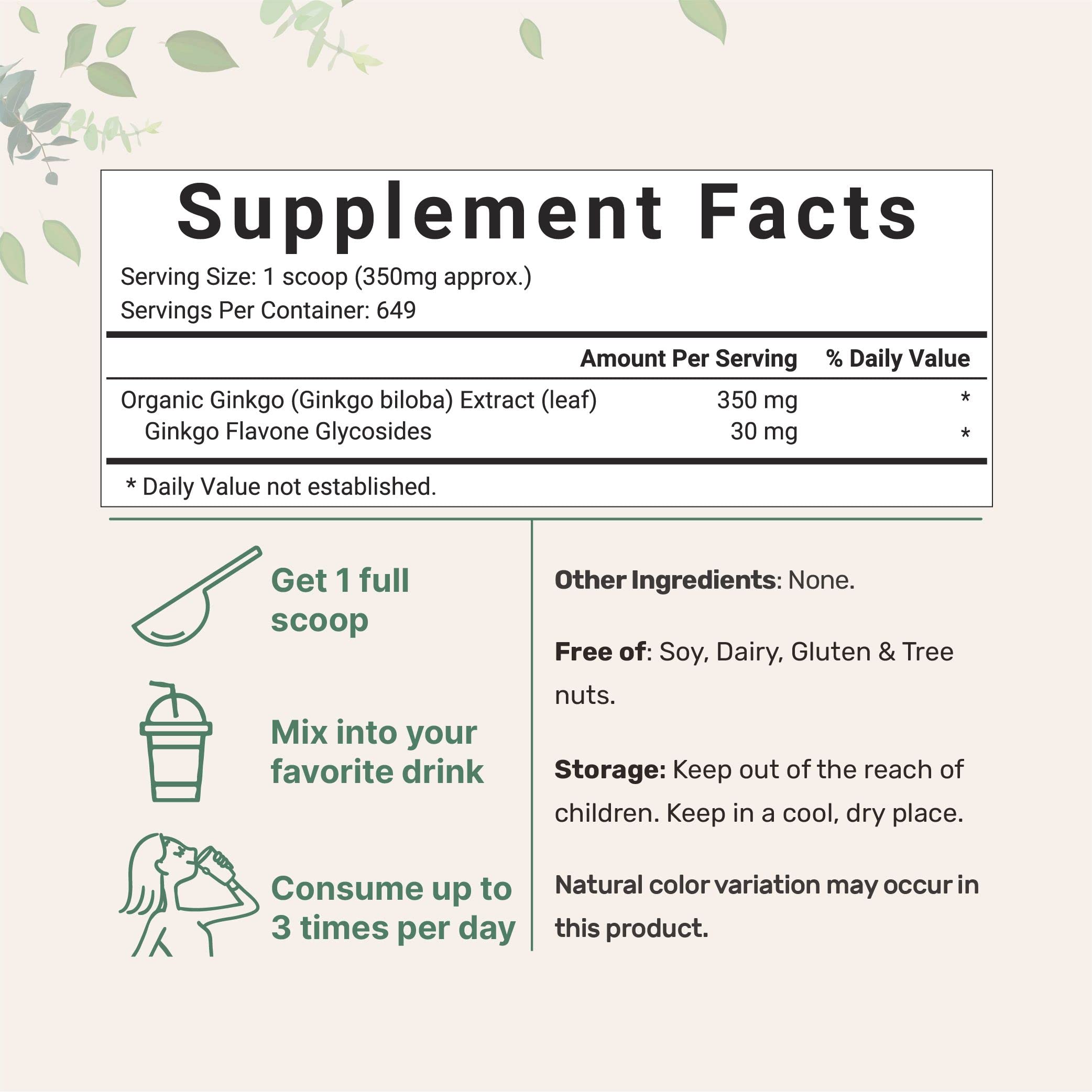 Micro Ingredients Ginkgo Biloba Extract packaging side view