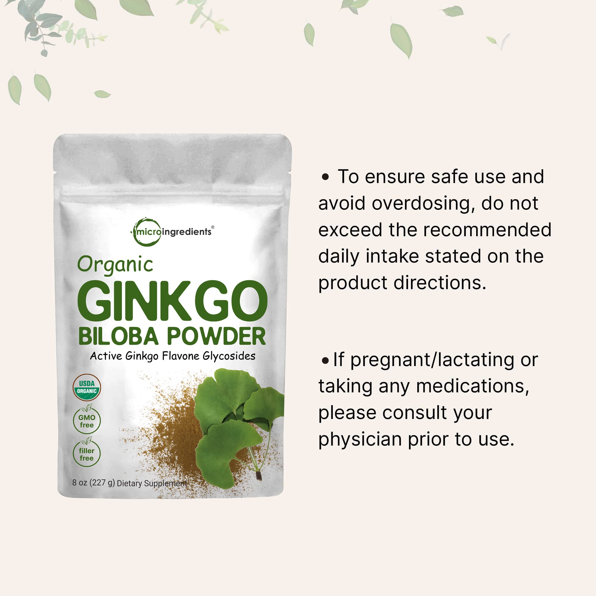 Micro Ingredients Ginkgo Biloba Extract powder scoop included