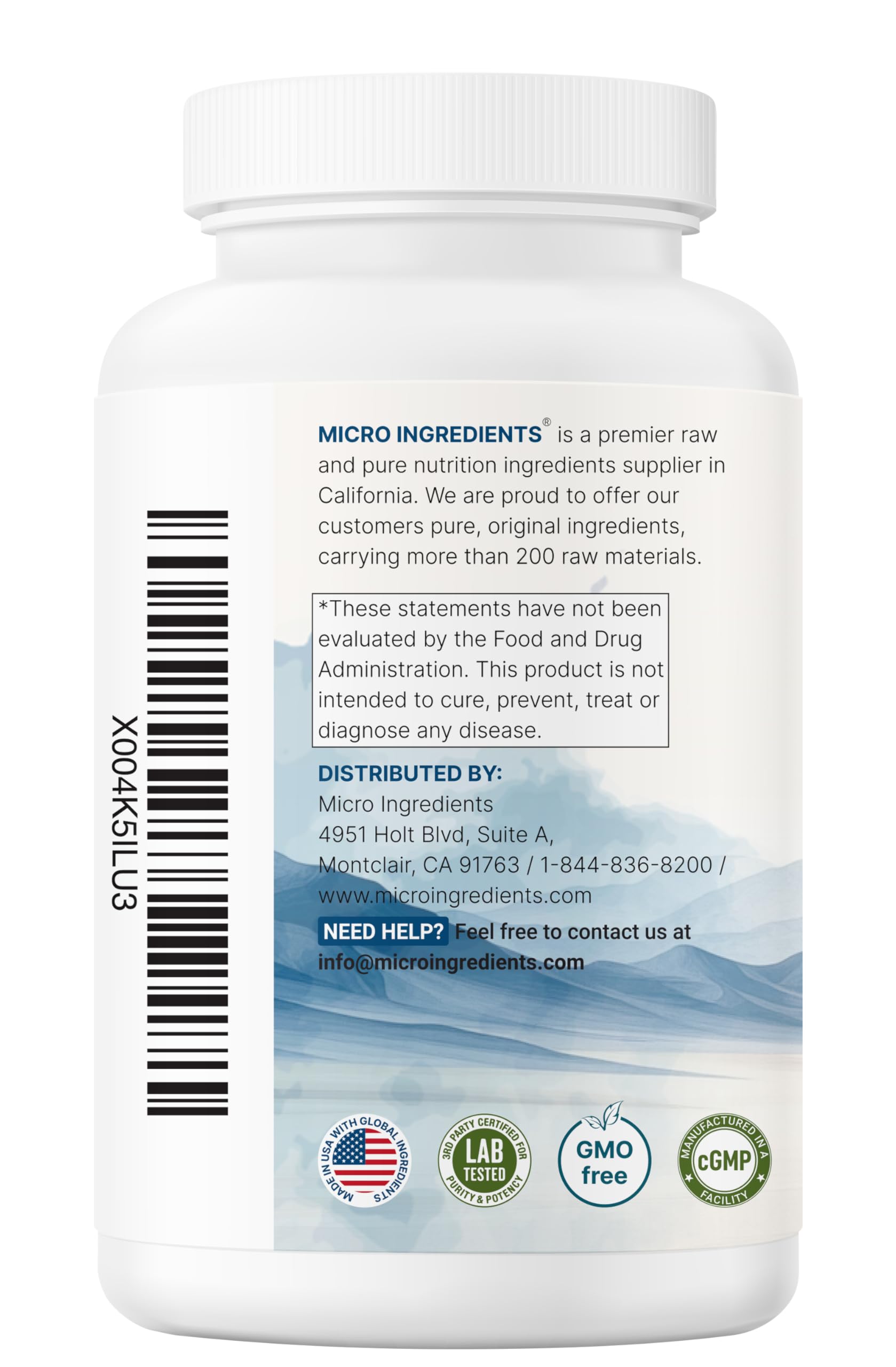 Micro Ingredients Glycine Veggie Capsules displayed with other supplements
