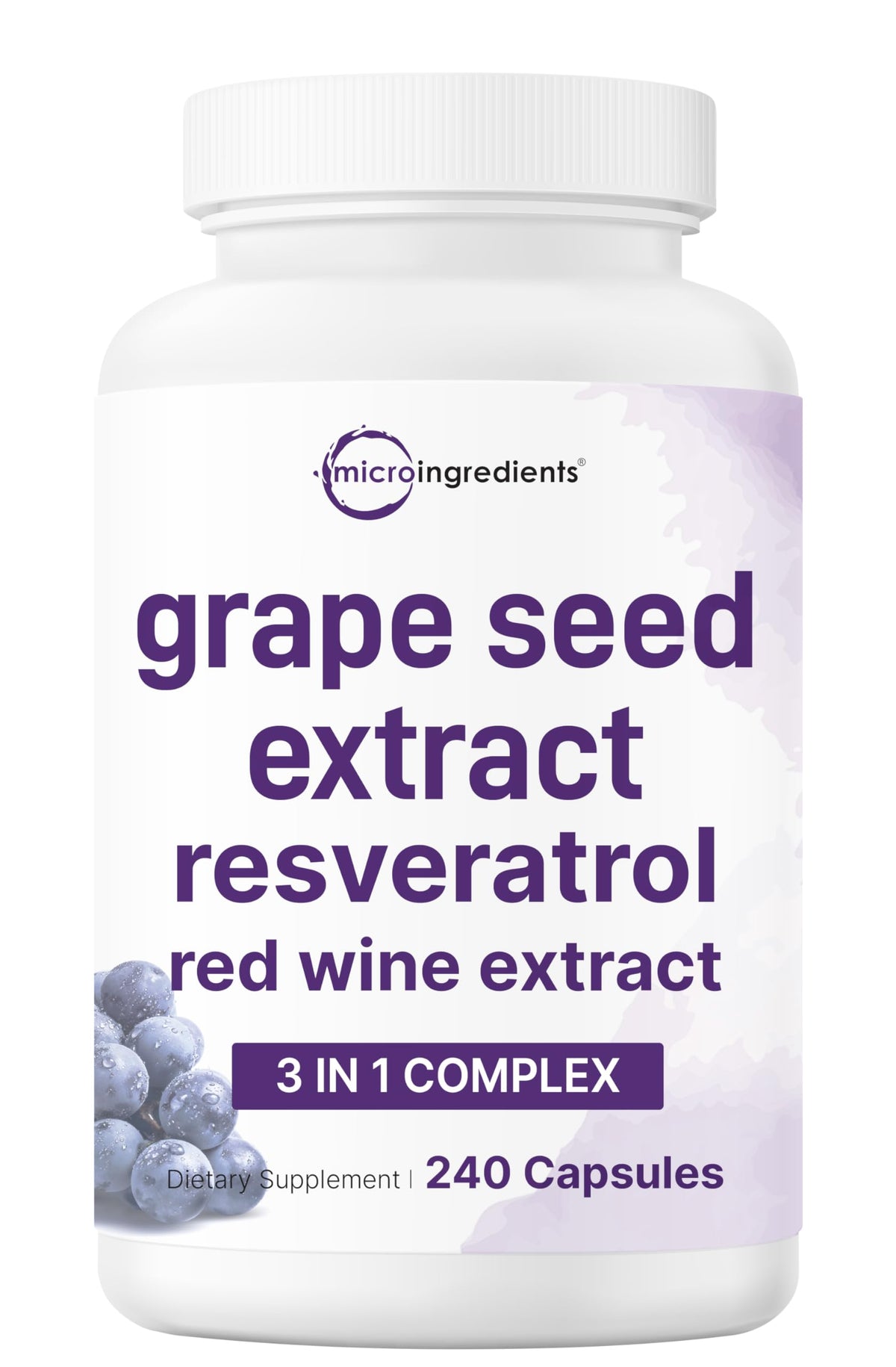 Micro Ingredients Grape Seed Extract 240 Capsules front view