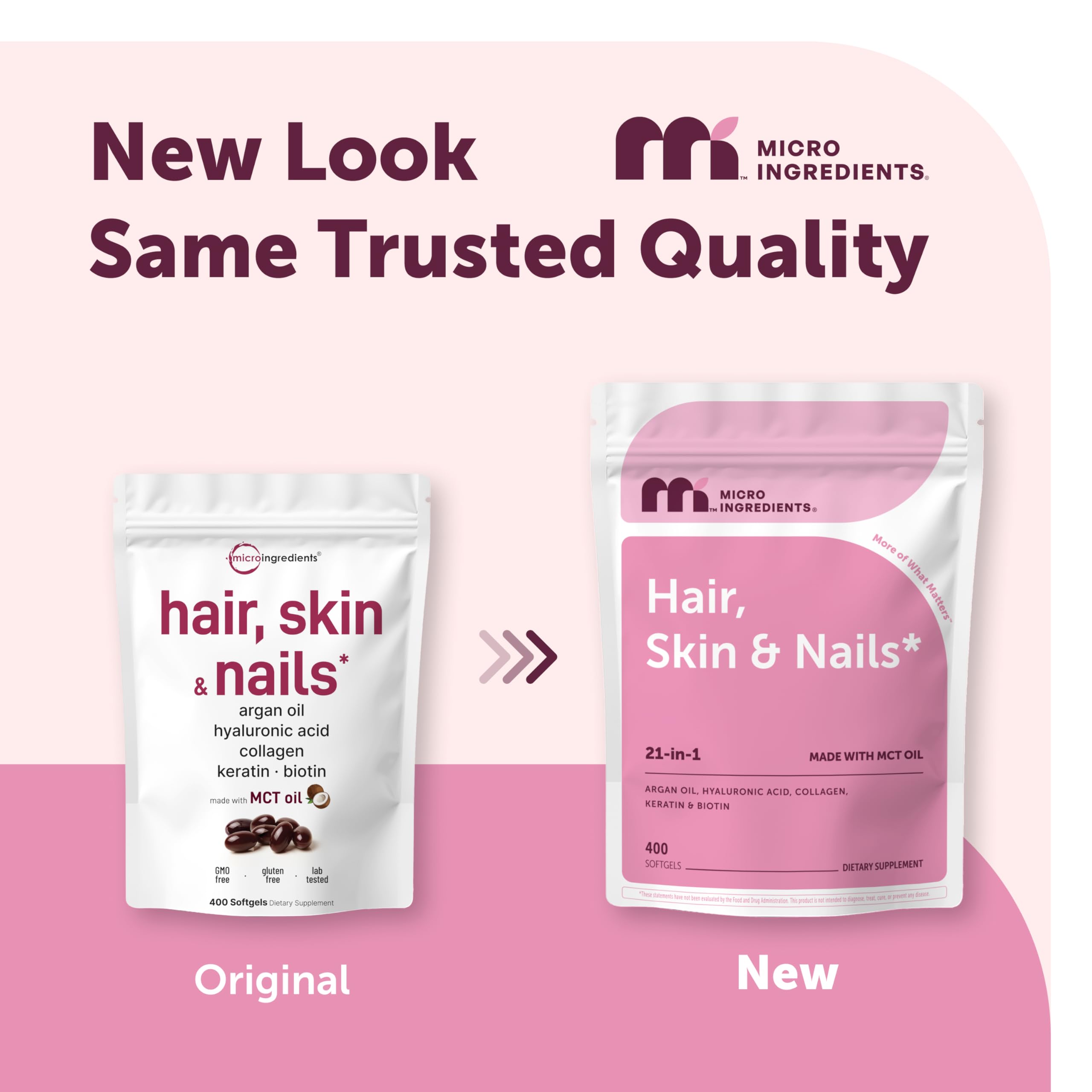 Micro Ingredients Hair, Skin & Nails Softgel Supplement with MCT oil ingredient