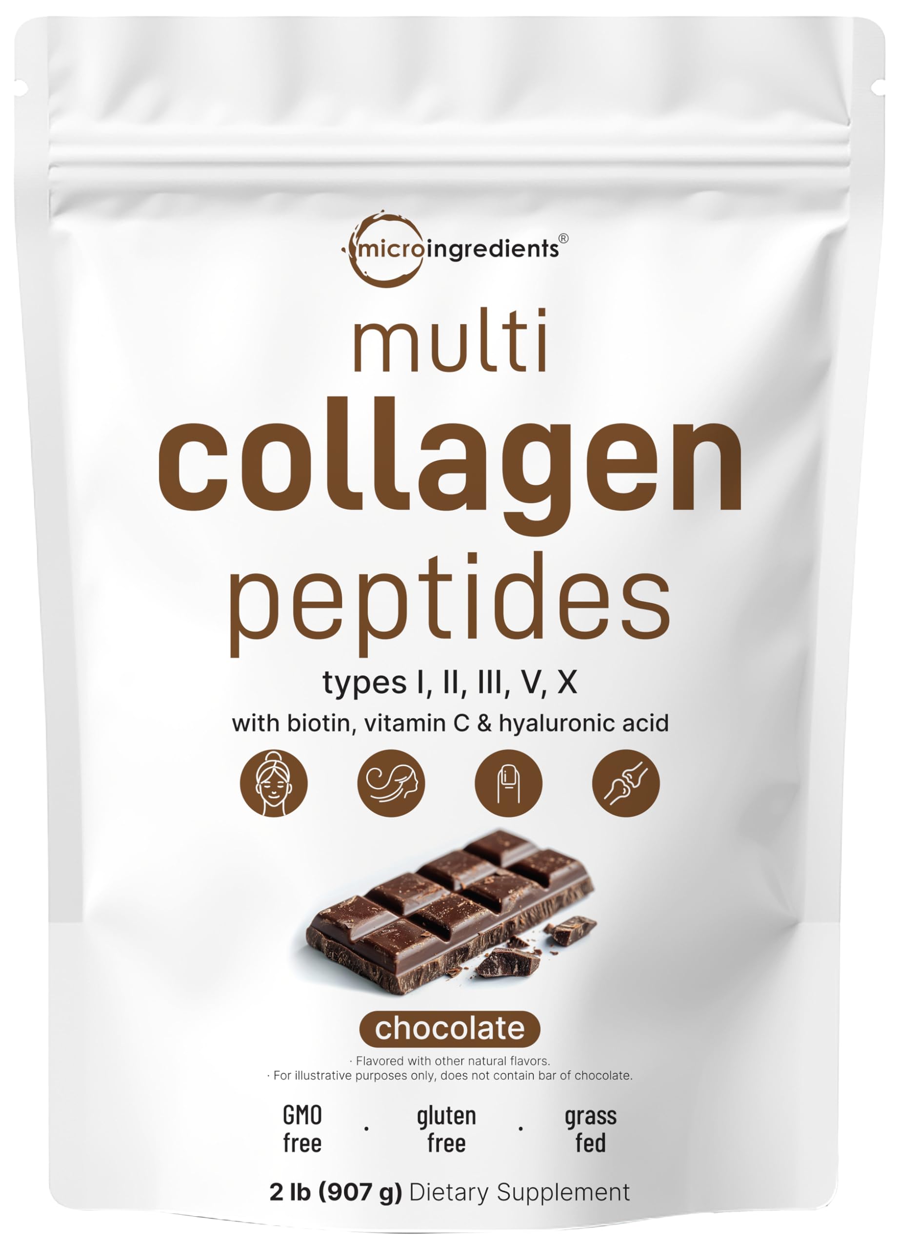 Micro Ingredients Hydrolyzed Collagen Peptides Powder 907g front view