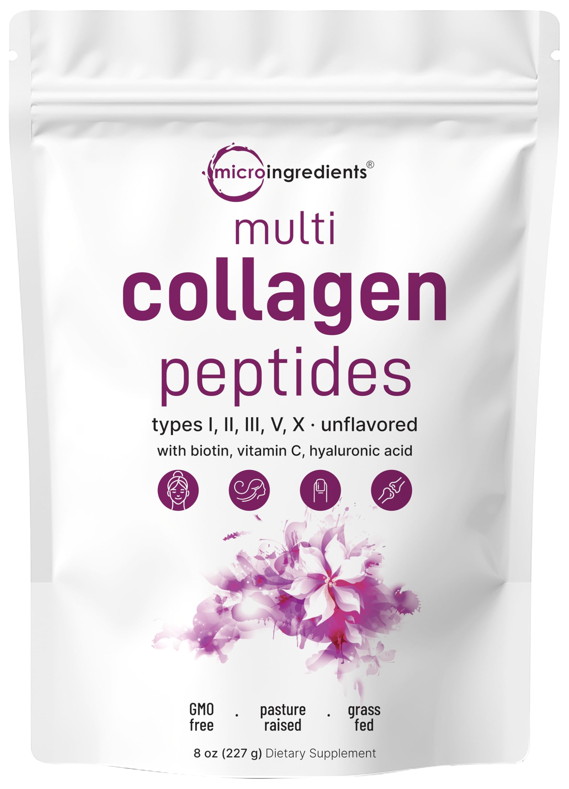 Micro Ingredients Hydrolyzed Collagen Peptides Powder front view